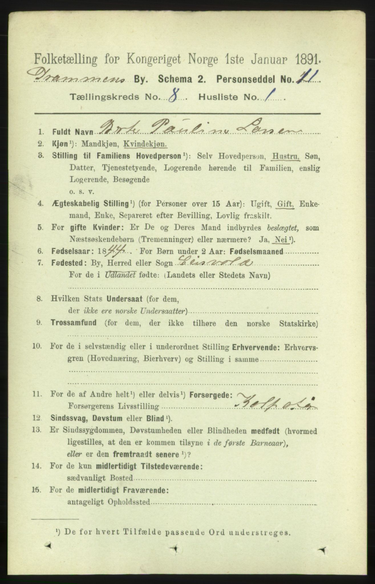 RA, 1891 census for 0602 Drammen, 1891, p. 6783