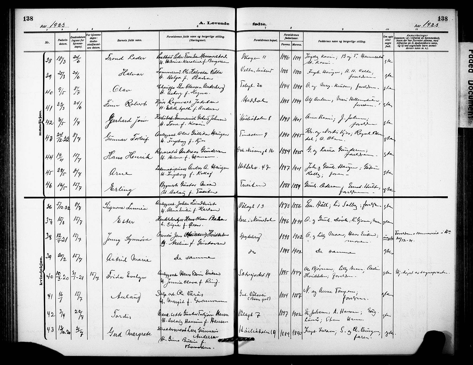 Notodden kirkebøker, AV/SAKO-A-290/G/Ga/L0001: Parish register (copy) no. 1, 1912-1923, p. 138