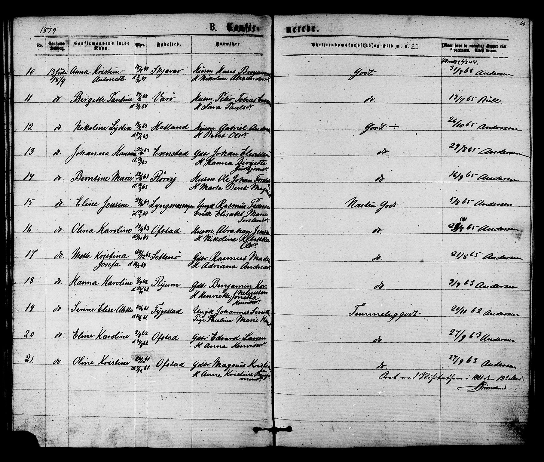 Ministerialprotokoller, klokkerbøker og fødselsregistre - Nord-Trøndelag, AV/SAT-A-1458/784/L0671: Parish register (official) no. 784A06, 1876-1879, p. 60