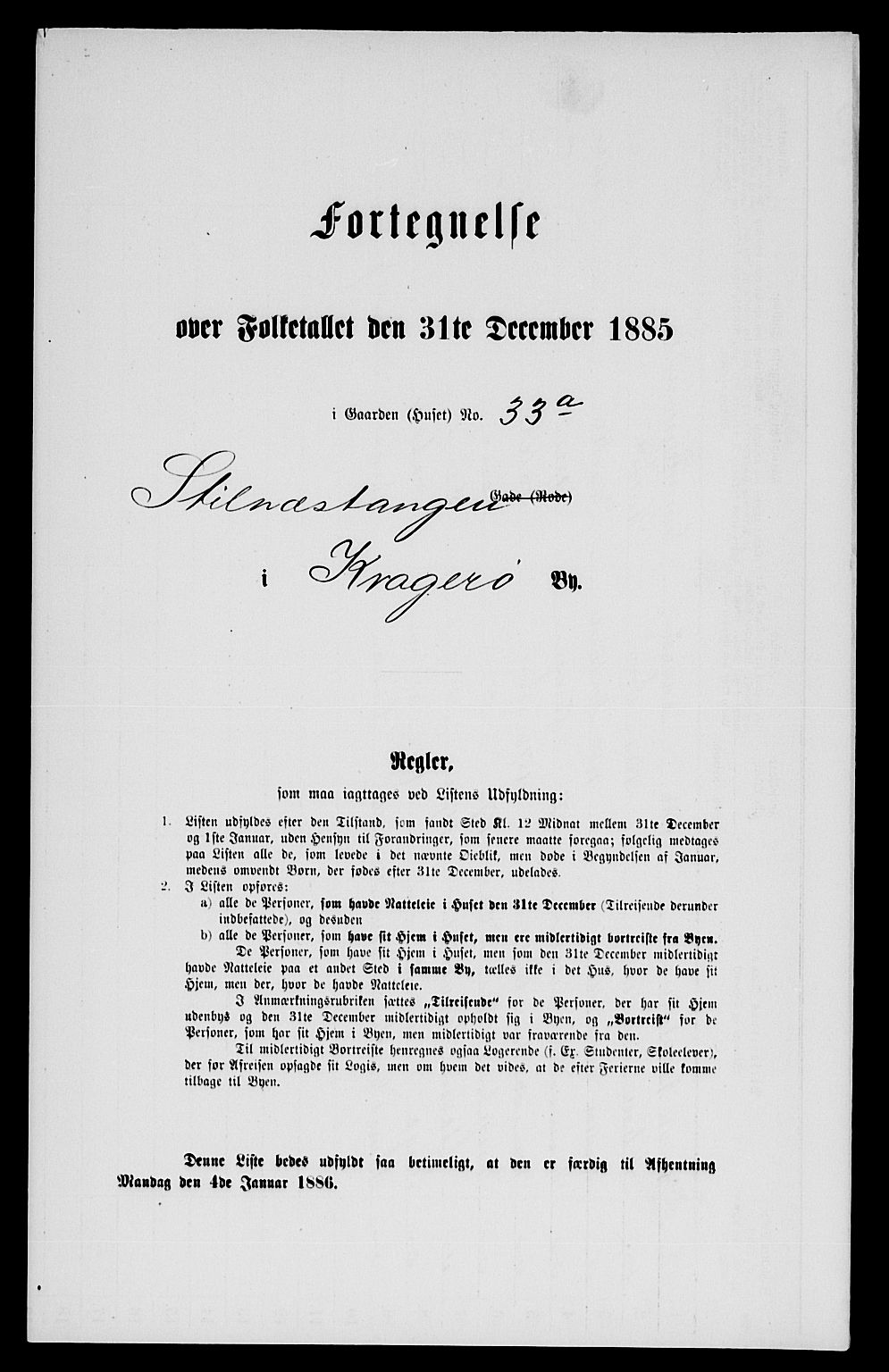 SAKO, 1885 census for 0801 Kragerø, 1885, p. 70