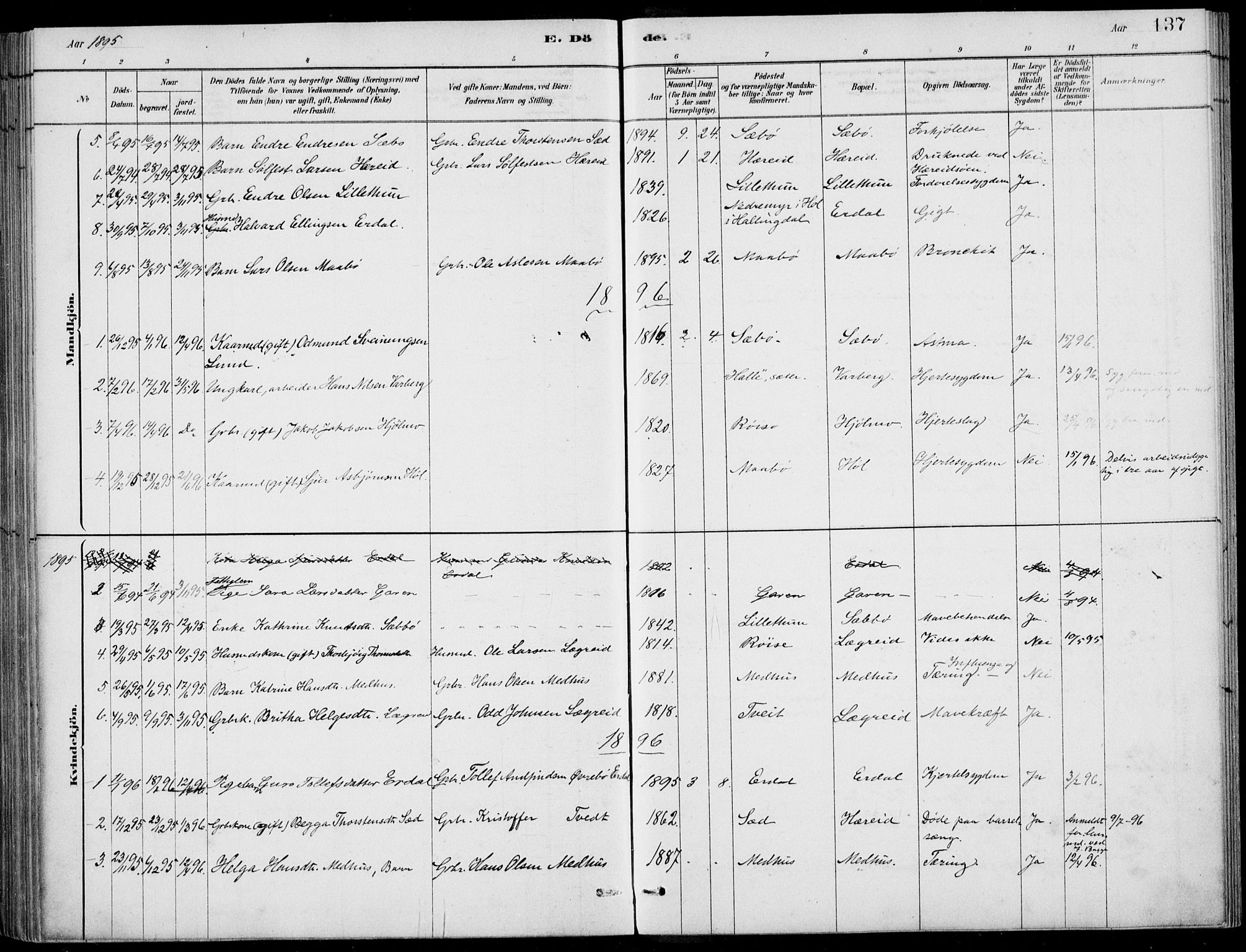 Ulvik sokneprestembete, SAB/A-78801/H/Haa: Parish register (official) no. D  1, 1878-1903, p. 137