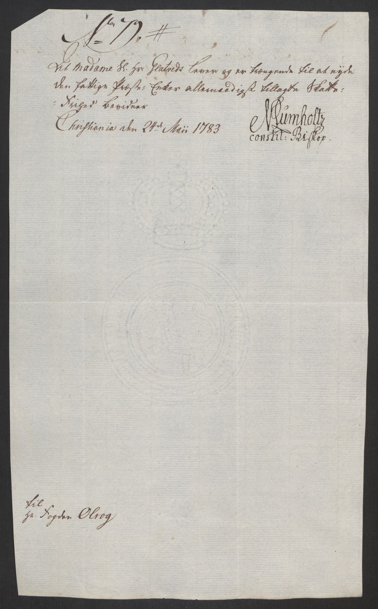 Rentekammeret inntil 1814, Reviderte regnskaper, Fogderegnskap, RA/EA-4092/R19/L1369: Fogderegnskap Toten, Hadeland og Vardal, 1782, p. 267