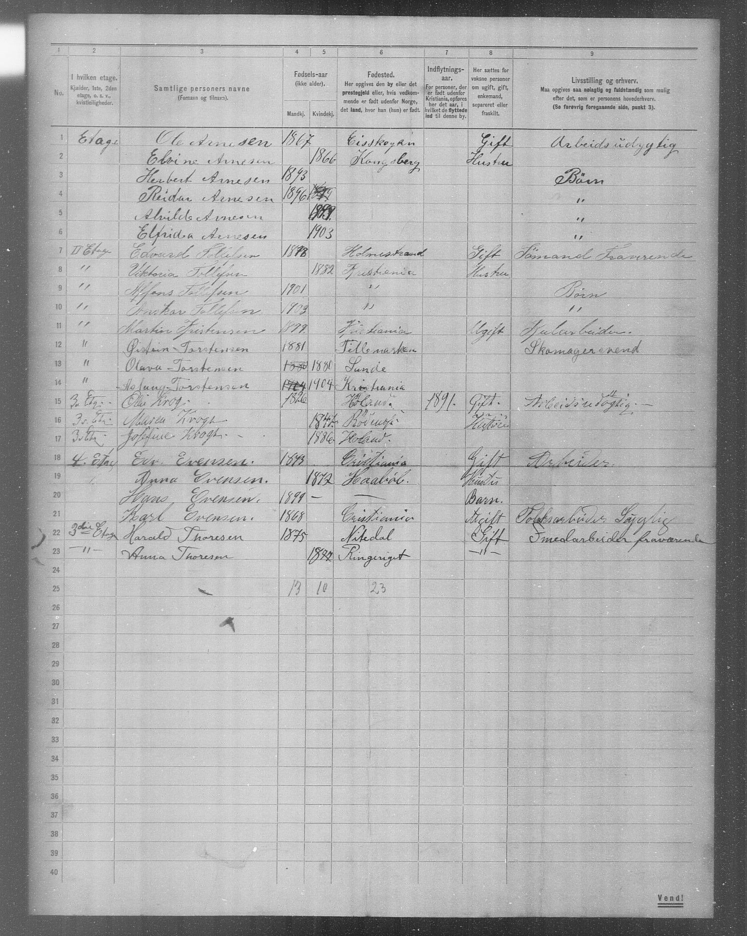 OBA, Municipal Census 1904 for Kristiania, 1904, p. 12464