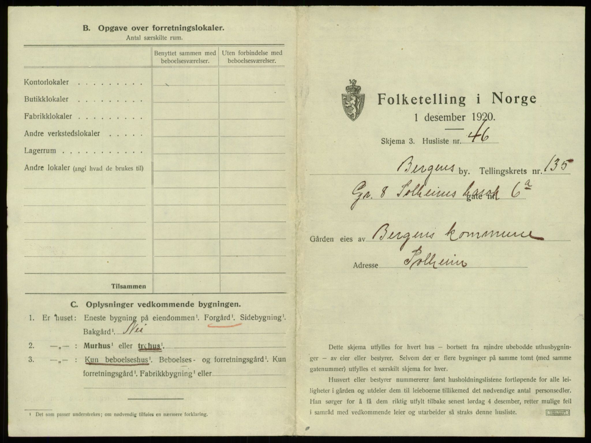 SAB, 1920 census for Bergen, 1920, p. 12656