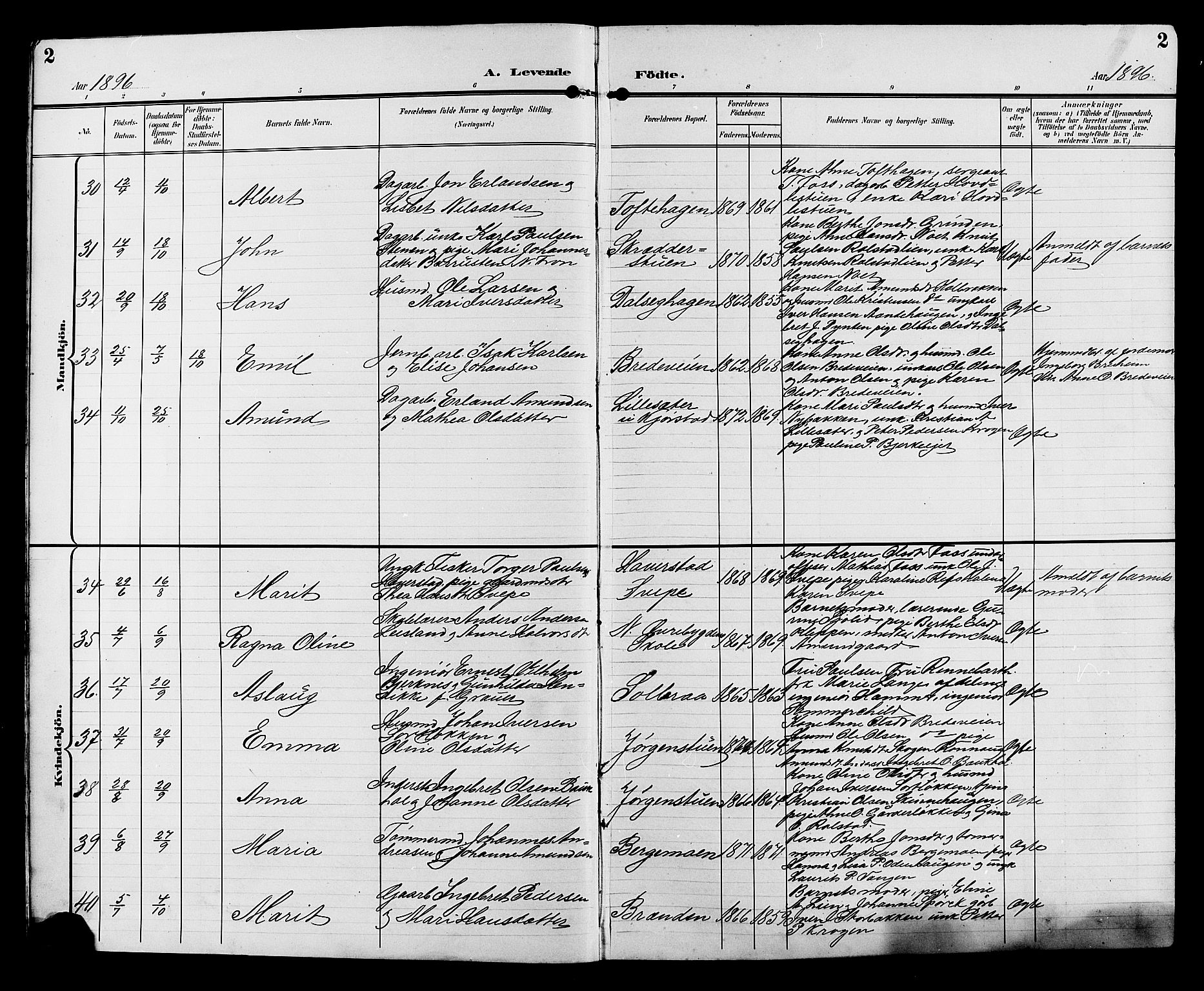 Sør-Fron prestekontor, SAH/PREST-010/H/Ha/Hab/L0004: Parish register (copy) no. 4, 1896-1911, p. 2