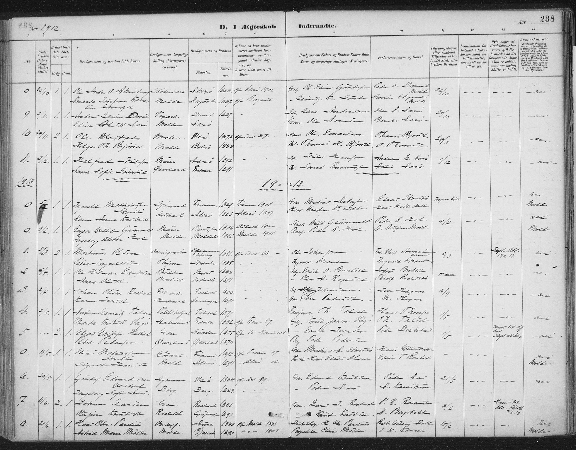 Ministerialprotokoller, klokkerbøker og fødselsregistre - Møre og Romsdal, SAT/A-1454/555/L0658: Parish register (official) no. 555A09, 1887-1917, p. 238