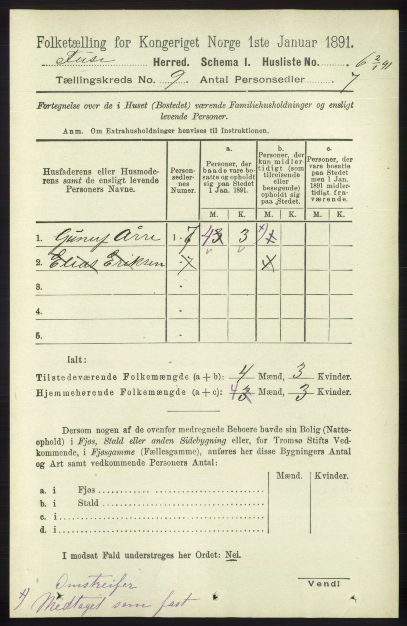 RA, 1891 census for 1241 Fusa, 1891, p. 1666