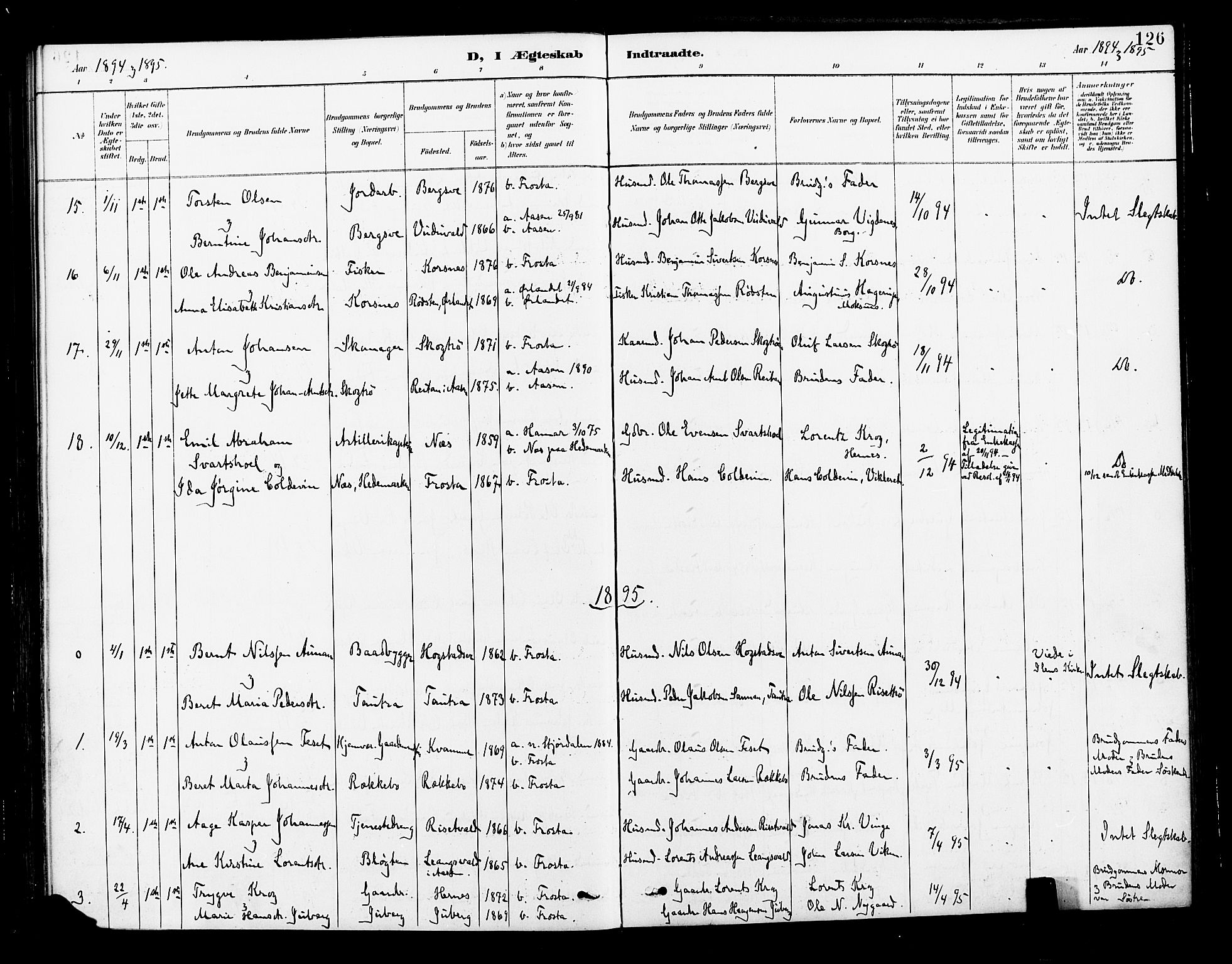 Ministerialprotokoller, klokkerbøker og fødselsregistre - Nord-Trøndelag, SAT/A-1458/713/L0121: Parish register (official) no. 713A10, 1888-1898, p. 126