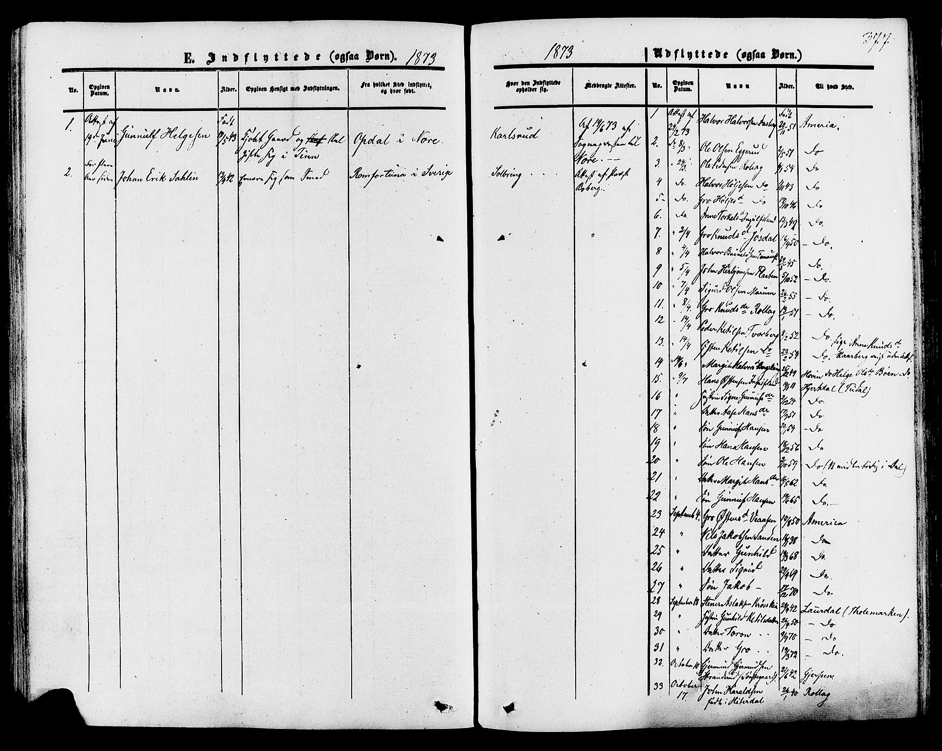 Tinn kirkebøker, AV/SAKO-A-308/F/Fa/L0006: Parish register (official) no. I 6, 1857-1878, p. 377