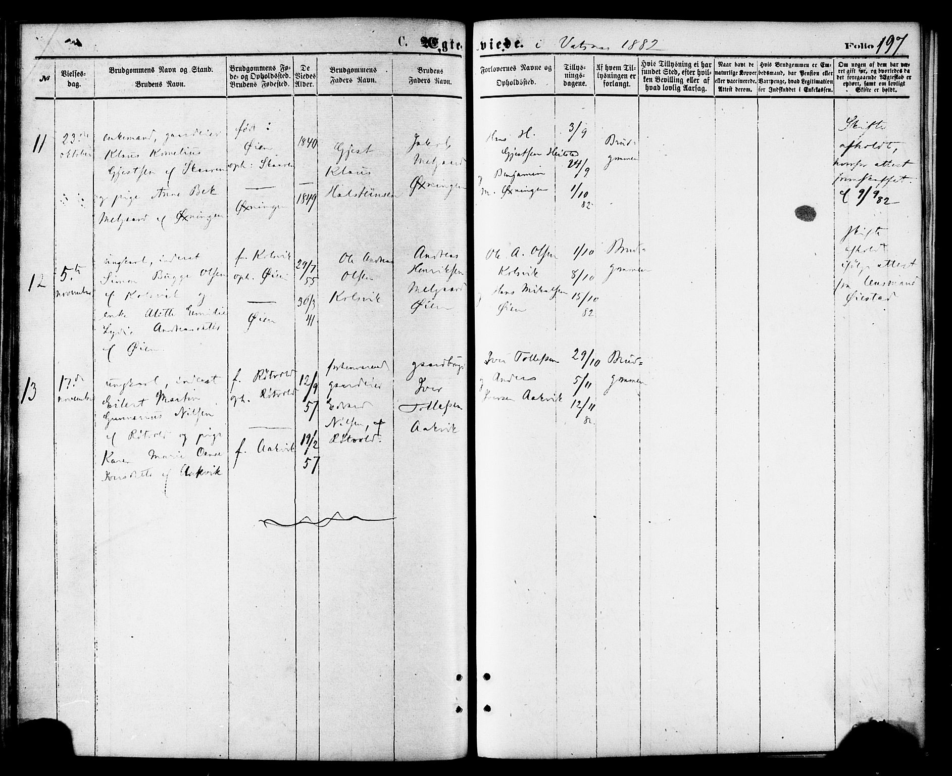 Ministerialprotokoller, klokkerbøker og fødselsregistre - Nordland, AV/SAT-A-1459/810/L0148: Parish register (official) no. 810A09 /1, 1874-1884, p. 197