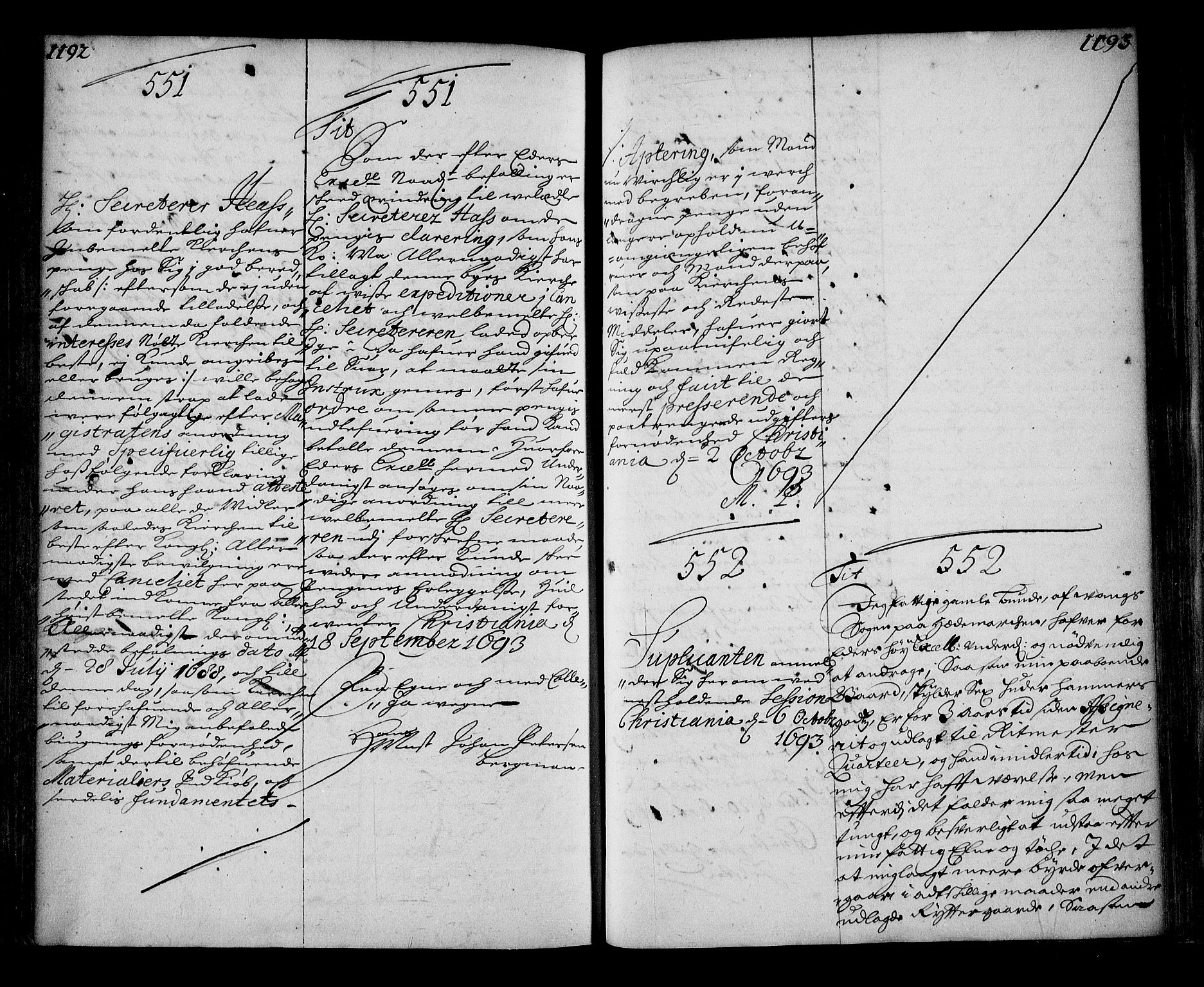 Stattholderembetet 1572-1771, RA/EA-2870/Ae/L0010: Supplikasjons- og resolusjonsprotokoll, 1692-1693, p. 1192-1193