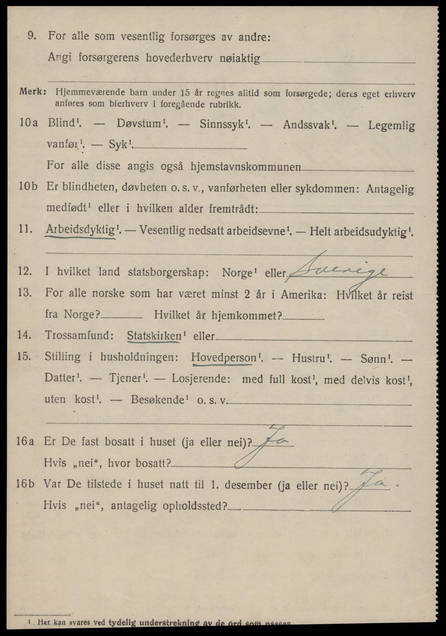 SAT, 1920 census for Stranda, 1920, p. 2416