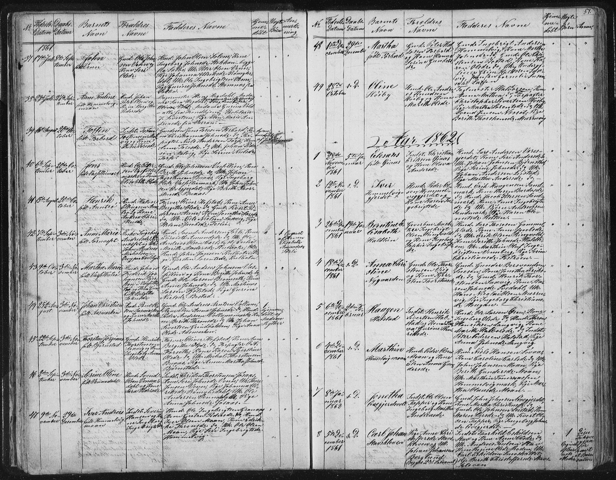 Ministerialprotokoller, klokkerbøker og fødselsregistre - Sør-Trøndelag, AV/SAT-A-1456/616/L0406: Parish register (official) no. 616A03, 1843-1879, p. 51