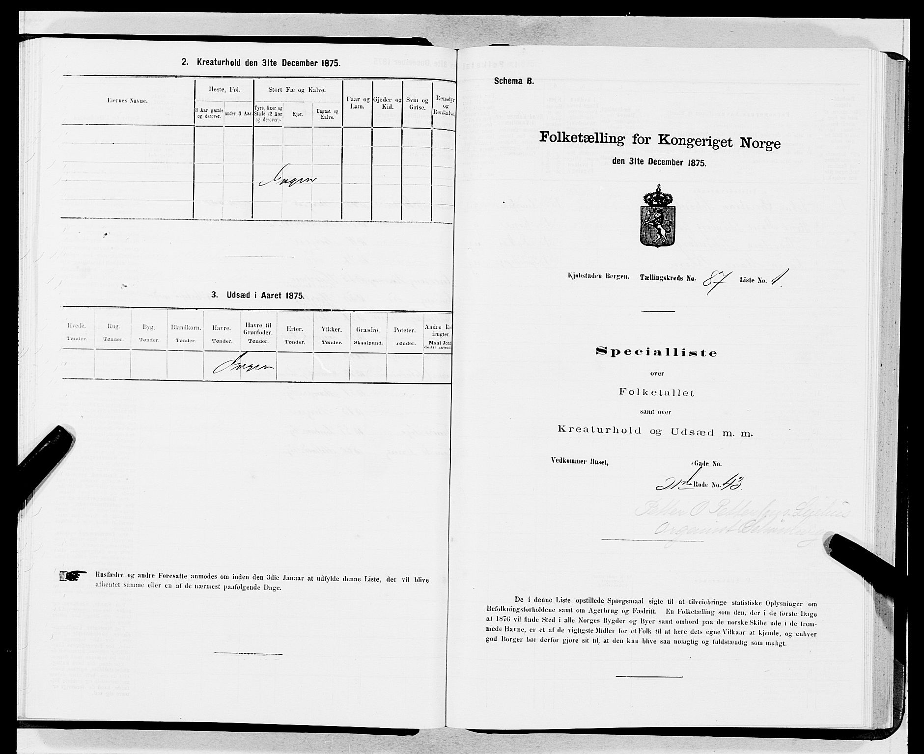 SAB, 1875 census for 1301 Bergen, 1875, p. 4667