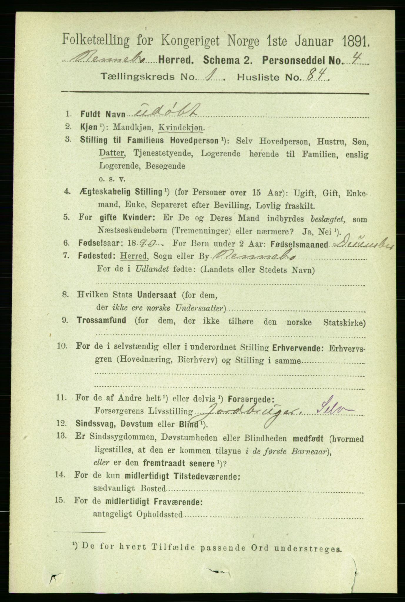 RA, 1891 census for 1635 Rennebu, 1891, p. 614