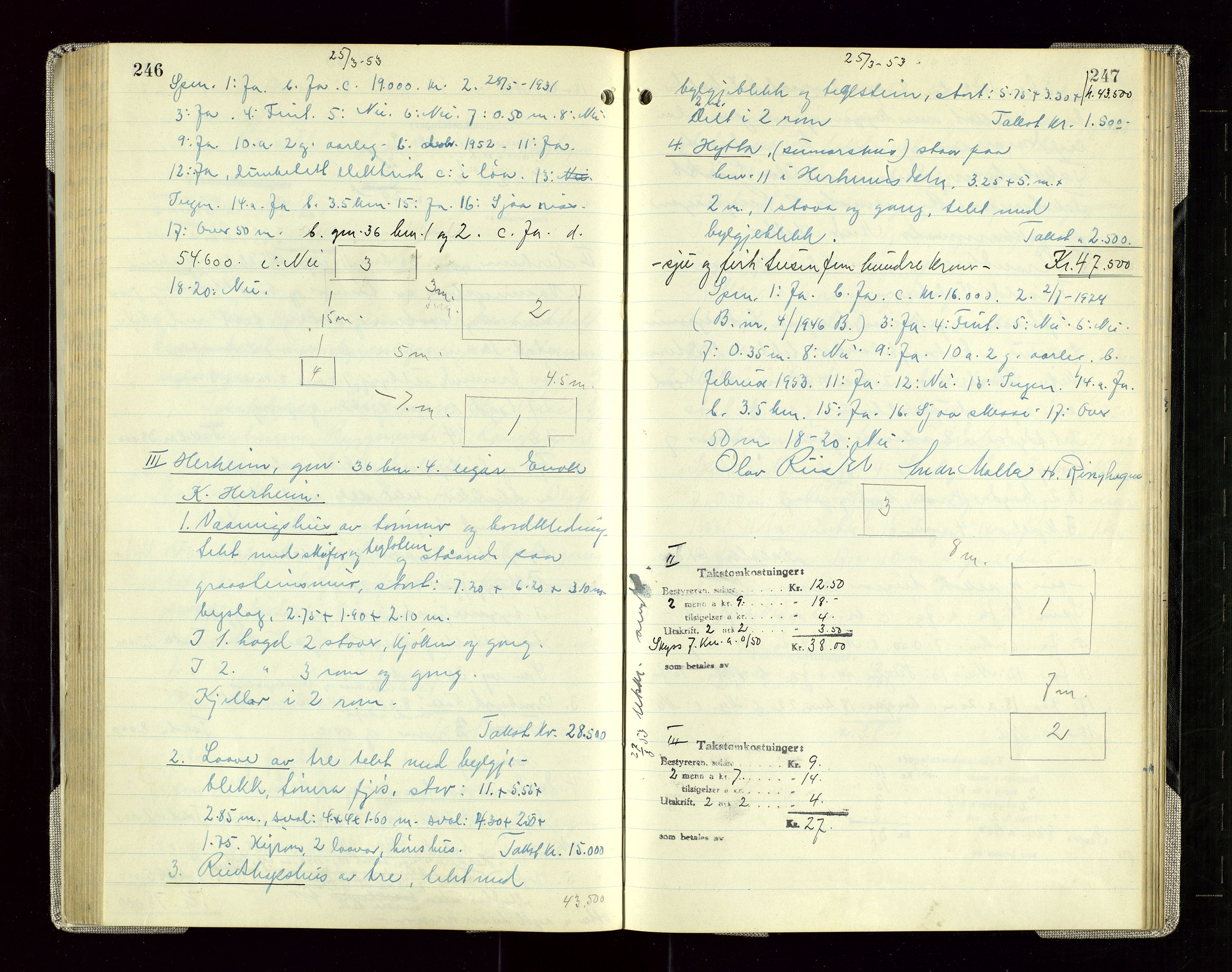 Sauda lensmannskontor, AV/SAST-A-100177/Goa/L0005: "Branntakstprotokoll for Sauda lensmannsdistrikt", 1946-1955, p. 246-247