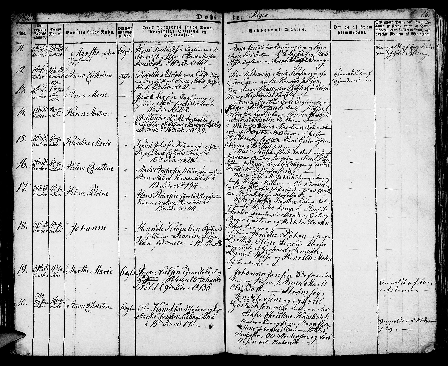 Domkirken sokneprestembete, SAB/A-74801/H/Hab/L0005: Parish register (copy) no. A 5, 1821-1830, p. 66