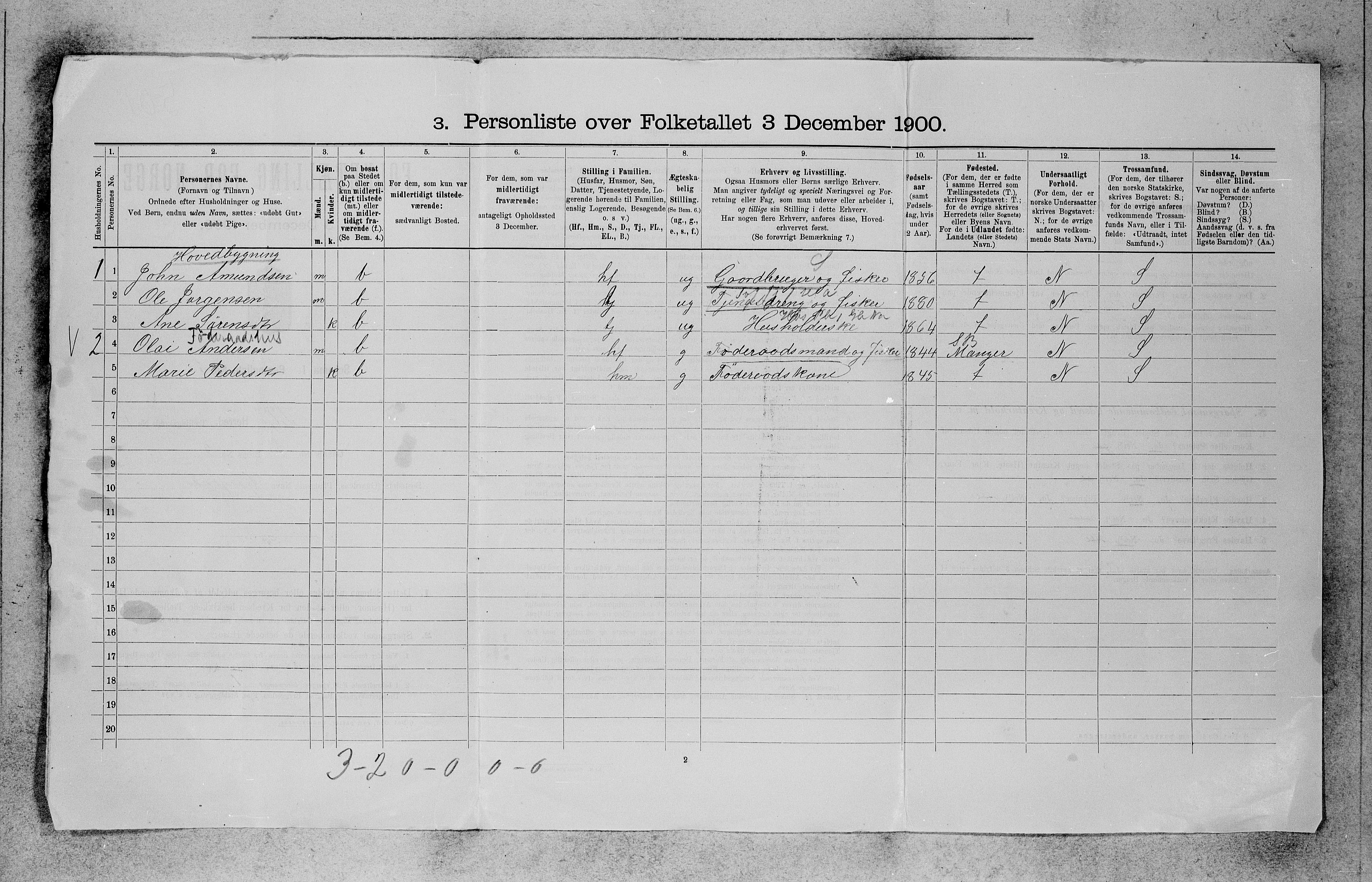 SAB, 1900 census for Selje, 1900, p. 39