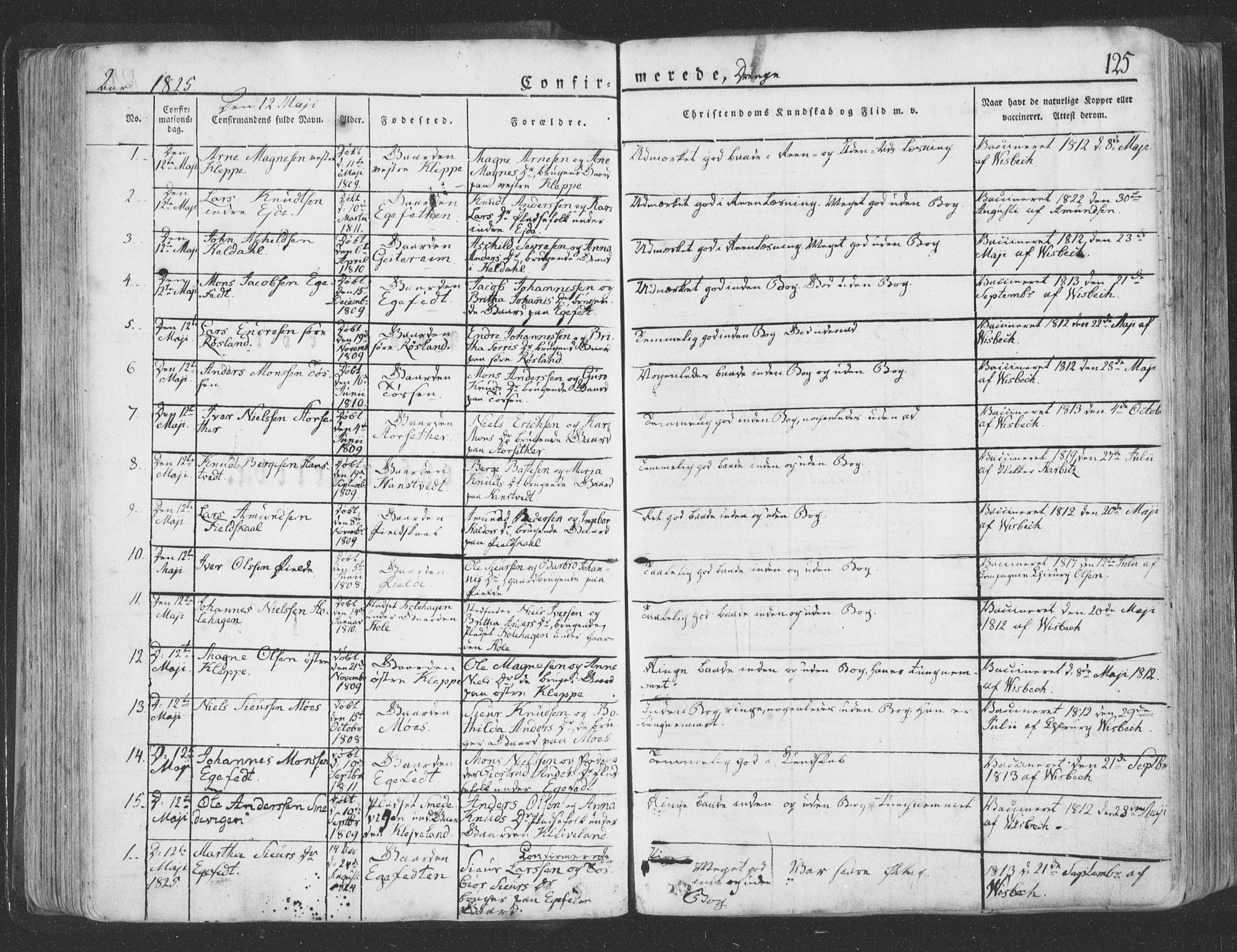 Hosanger sokneprestembete, AV/SAB-A-75801/H/Haa: Parish register (official) no. A 6, 1824-1835, p. 125