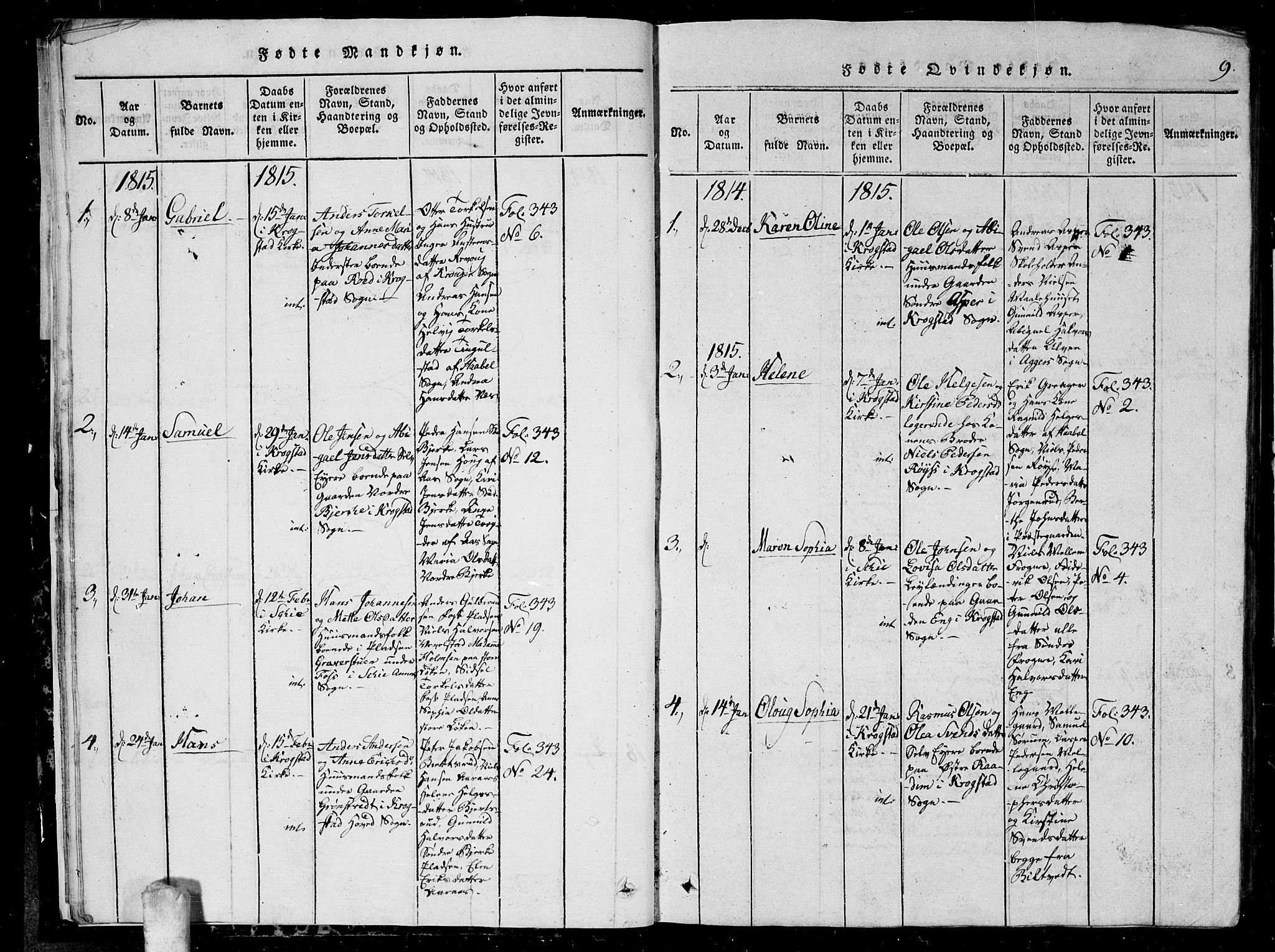 Kråkstad prestekontor Kirkebøker, AV/SAO-A-10125a/G/Ga/L0001: Parish register (copy) no. I 1, 1813-1824, p. 9