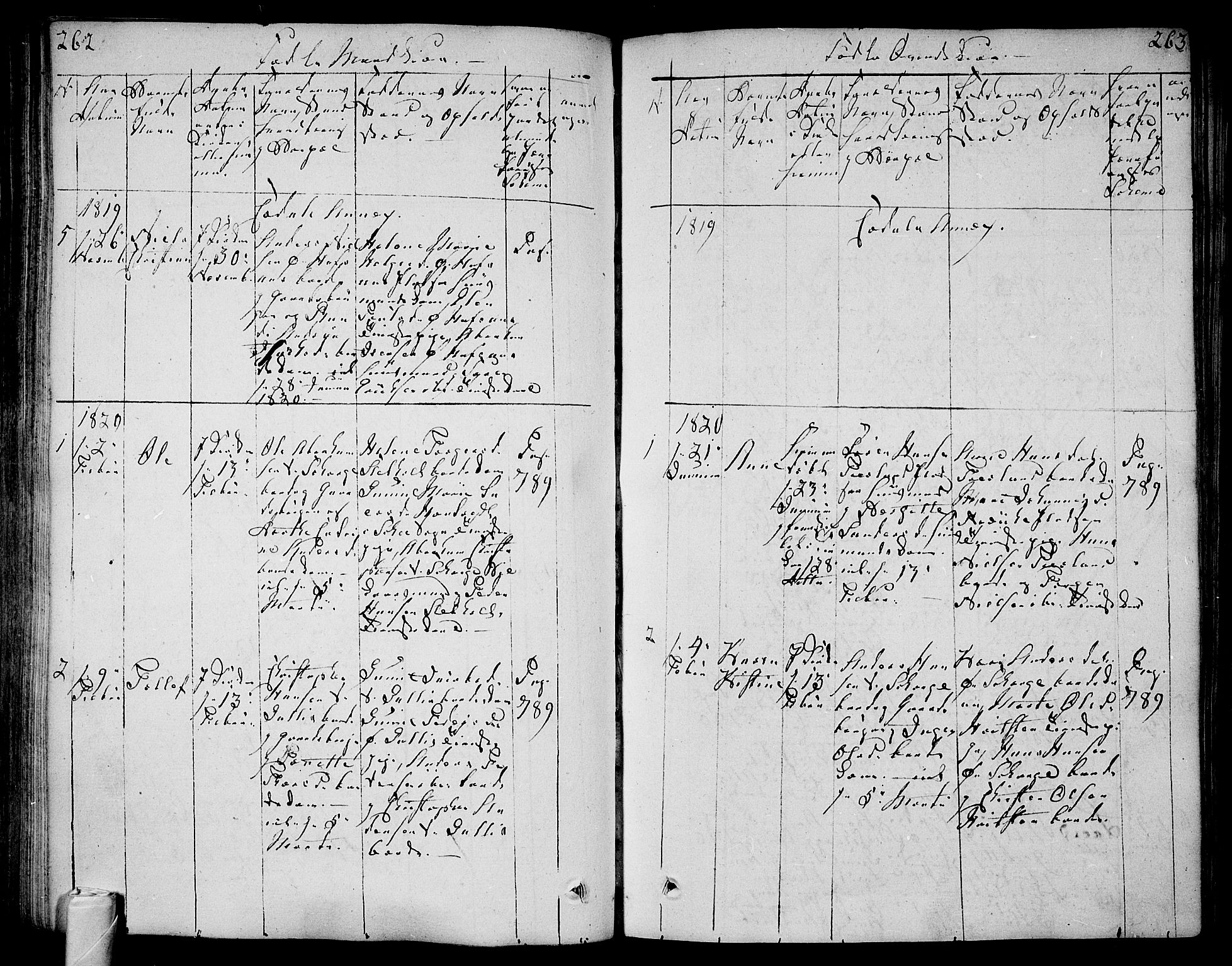 Andebu kirkebøker, SAKO/A-336/F/Fa/L0003: Parish register (official) no. 3 /3, 1815-1828, p. 262-263