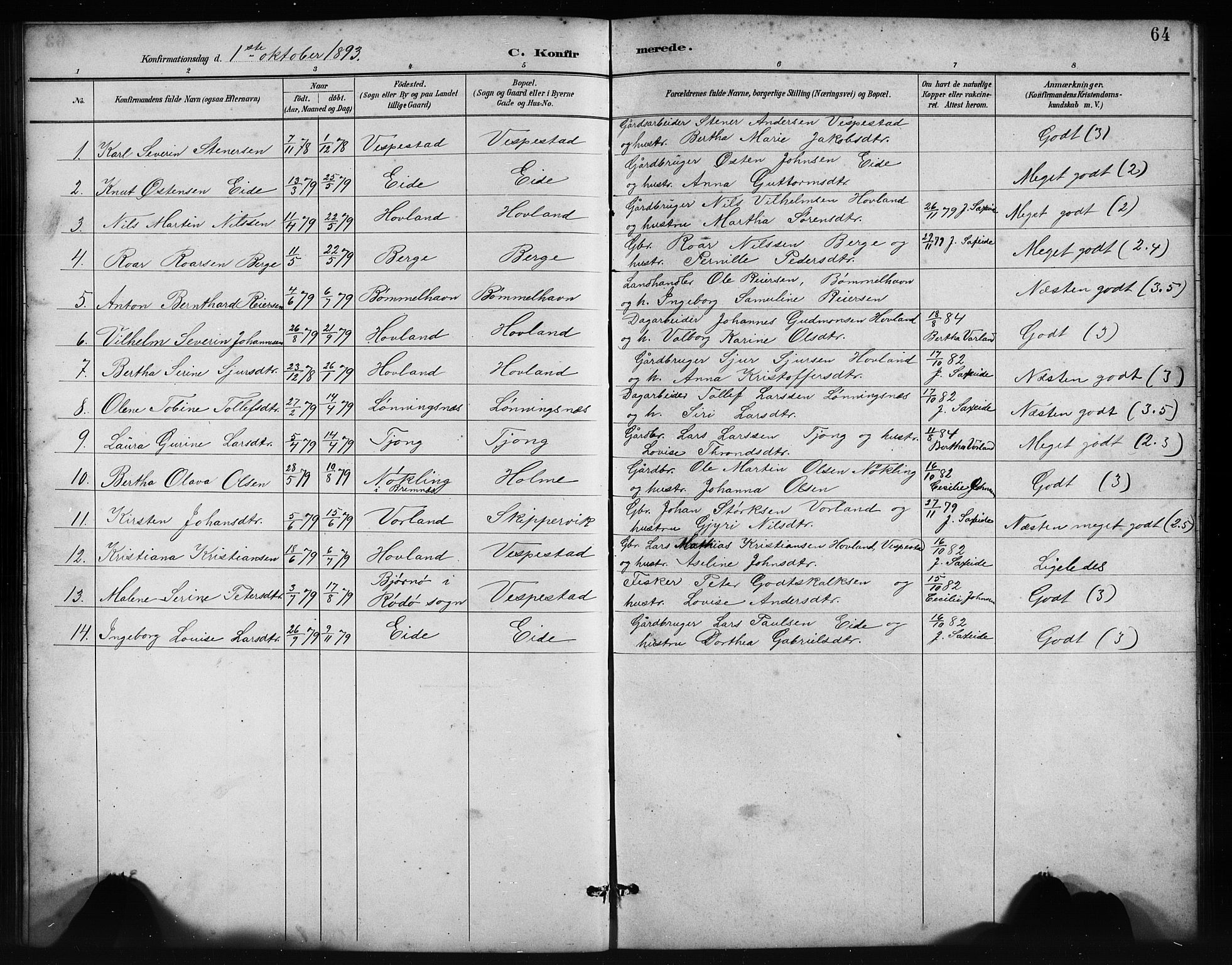 Finnås sokneprestembete, SAB/A-99925/H/Ha/Hab/Habc/L0002: Parish register (copy) no. C 2, 1887-1906, p. 64