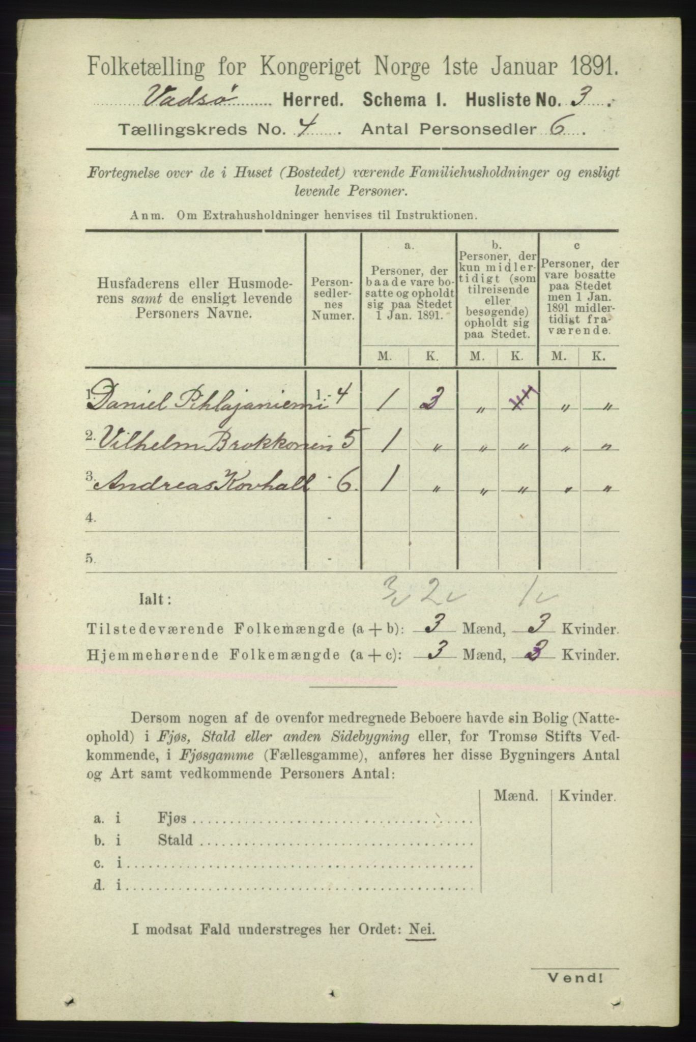 RA, 1891 census for 2029 Vadsø, 1891, p. 1146