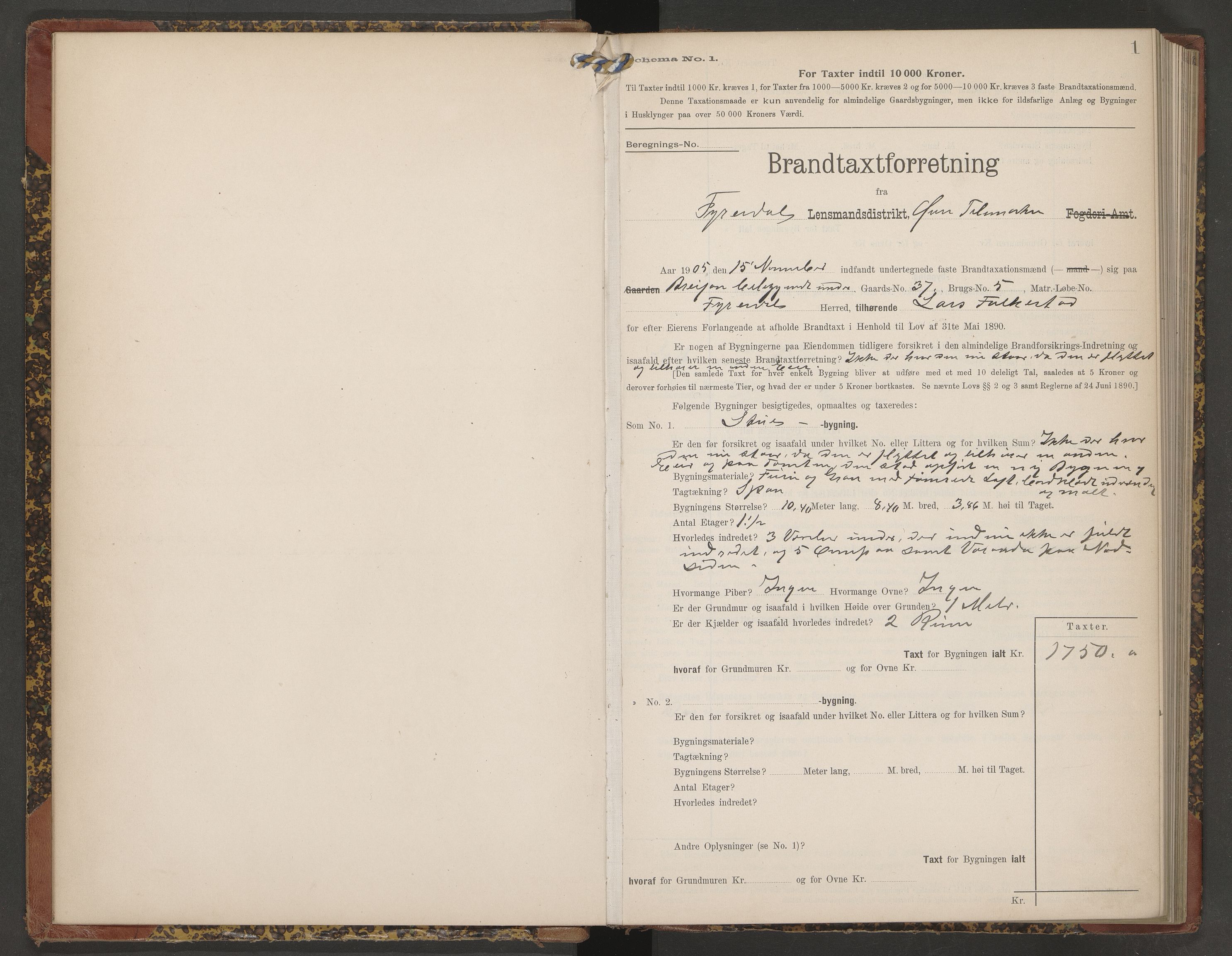 Fyresdal lensmannskontor, AV/SAKO-A-554/Y/Yc/Ycb/L0003: Skjematakstprotokoll, 1905-1928