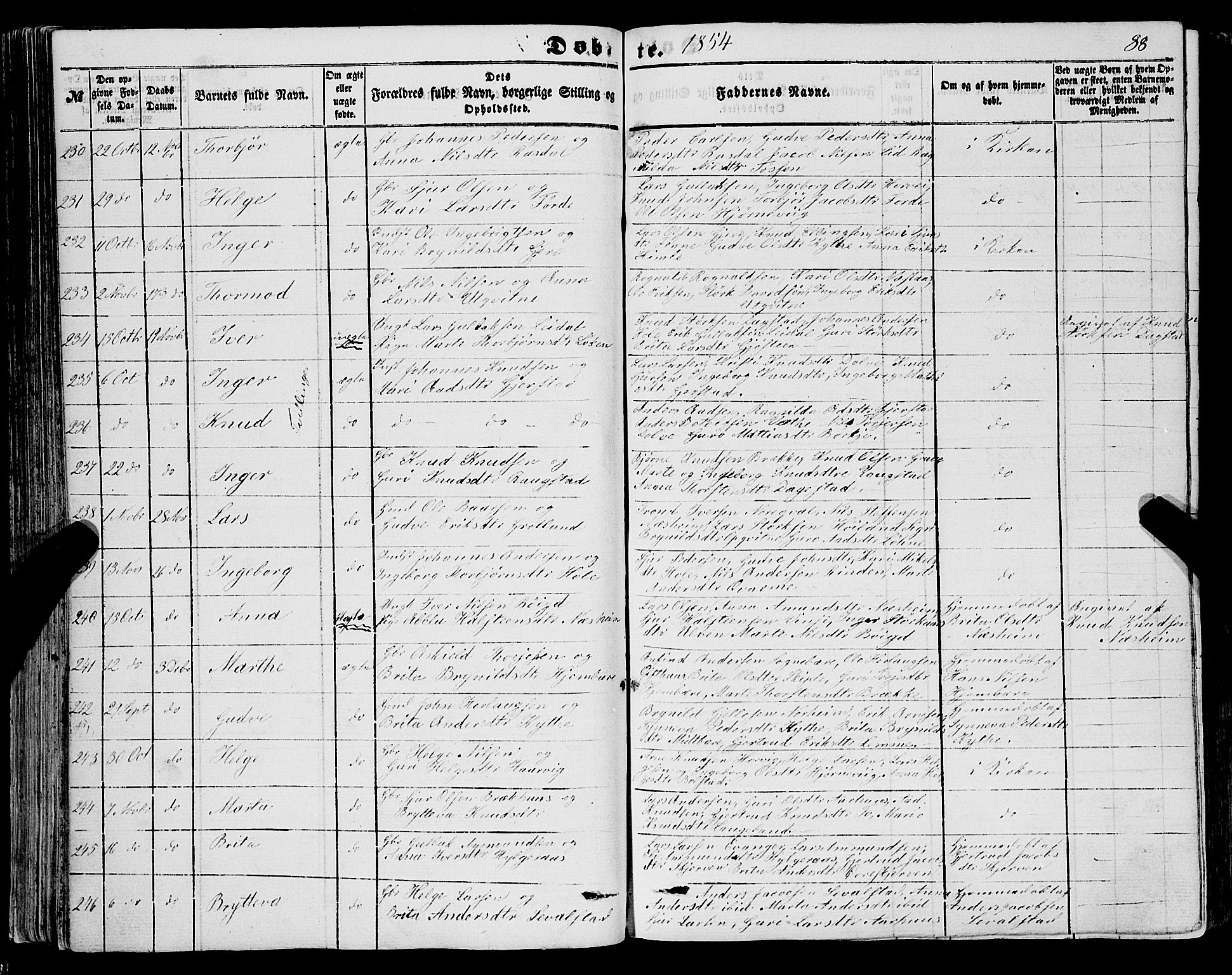 Voss sokneprestembete, SAB/A-79001/H/Haa: Parish register (official) no. A 16, 1849-1863, p. 88