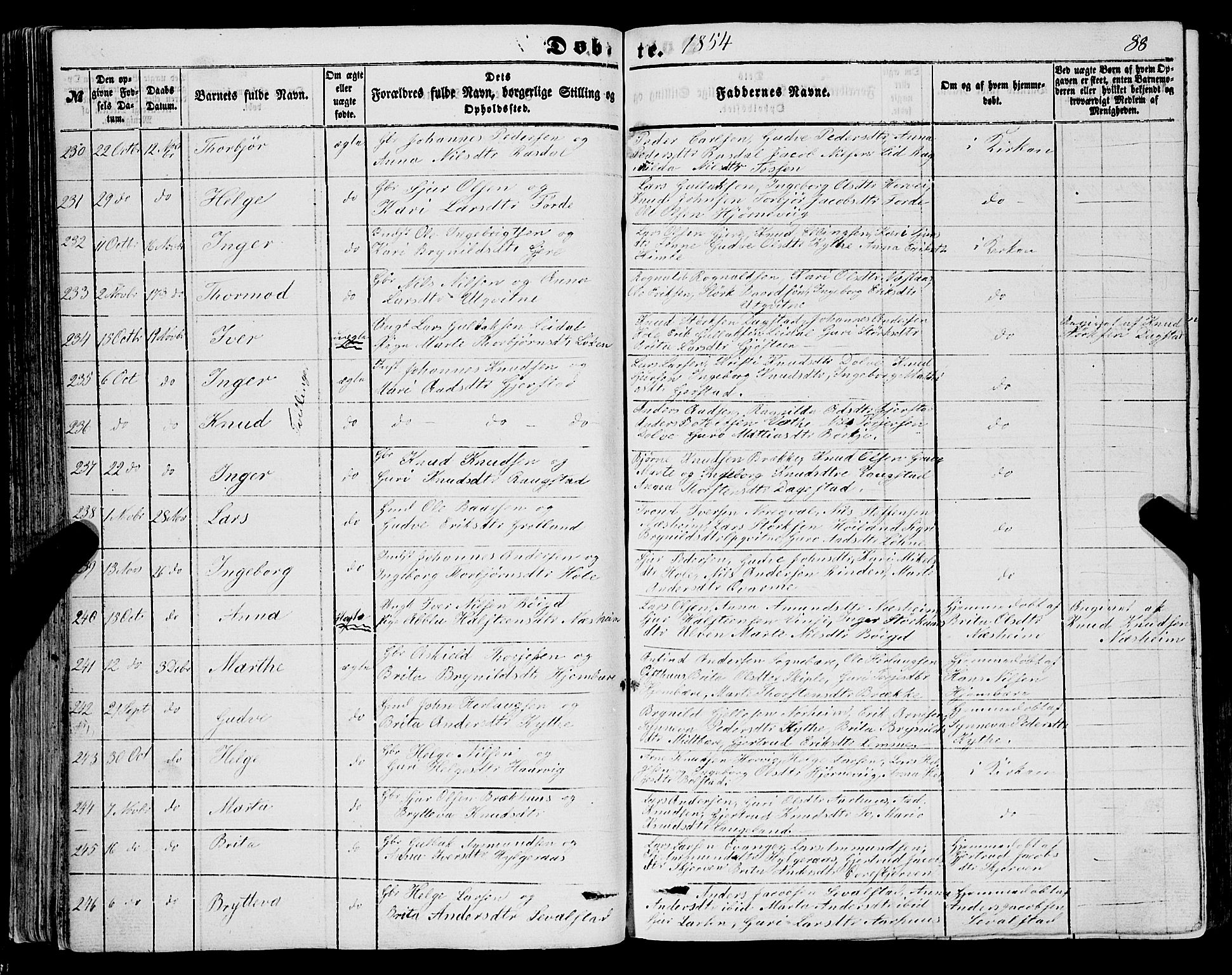 Voss sokneprestembete, AV/SAB-A-79001/H/Haa: Parish register (official) no. A 16, 1849-1863, p. 88