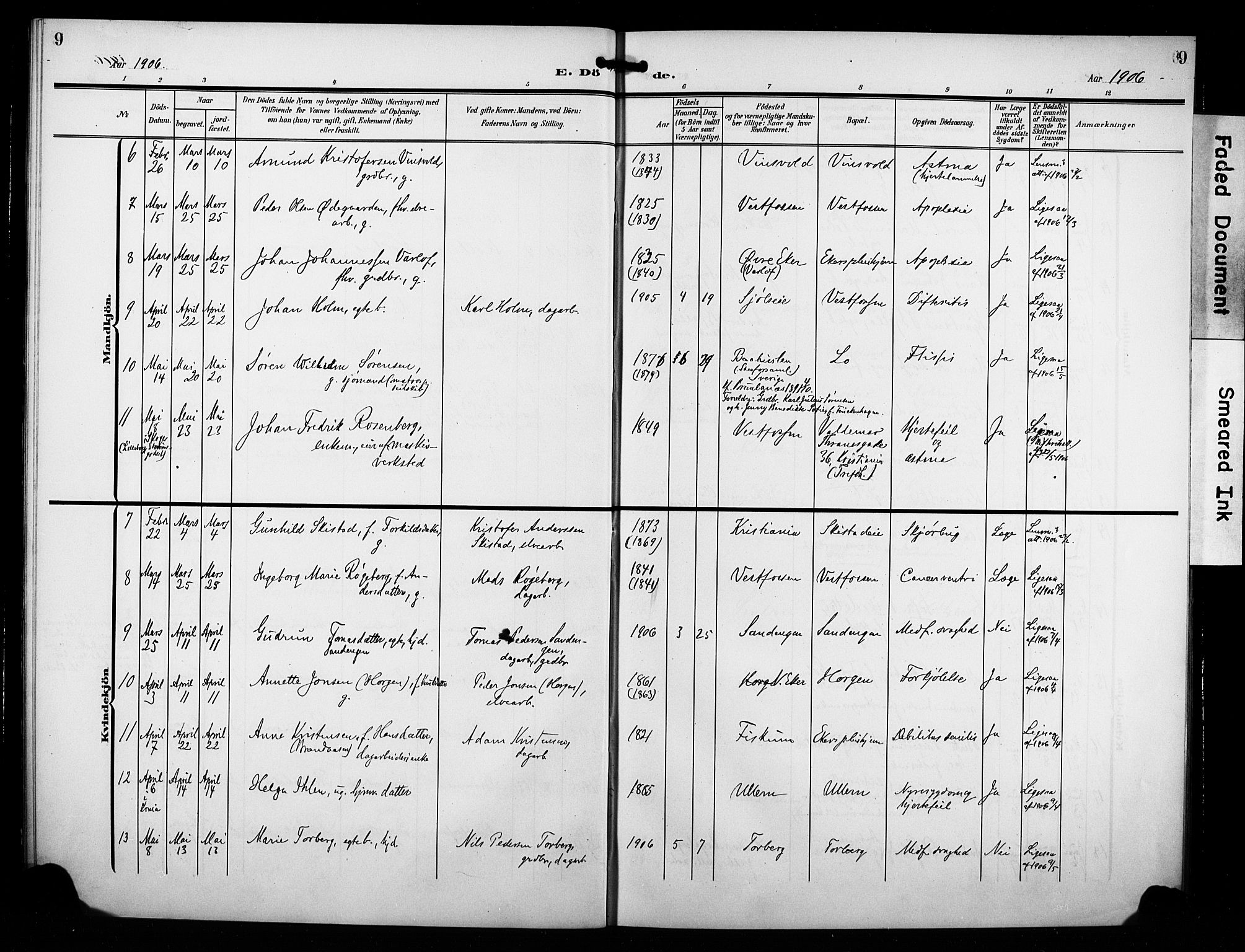 Eiker kirkebøker, AV/SAKO-A-4/F/Fb/L0004: Parish register (official) no. II 4, 1905-1914, p. 9