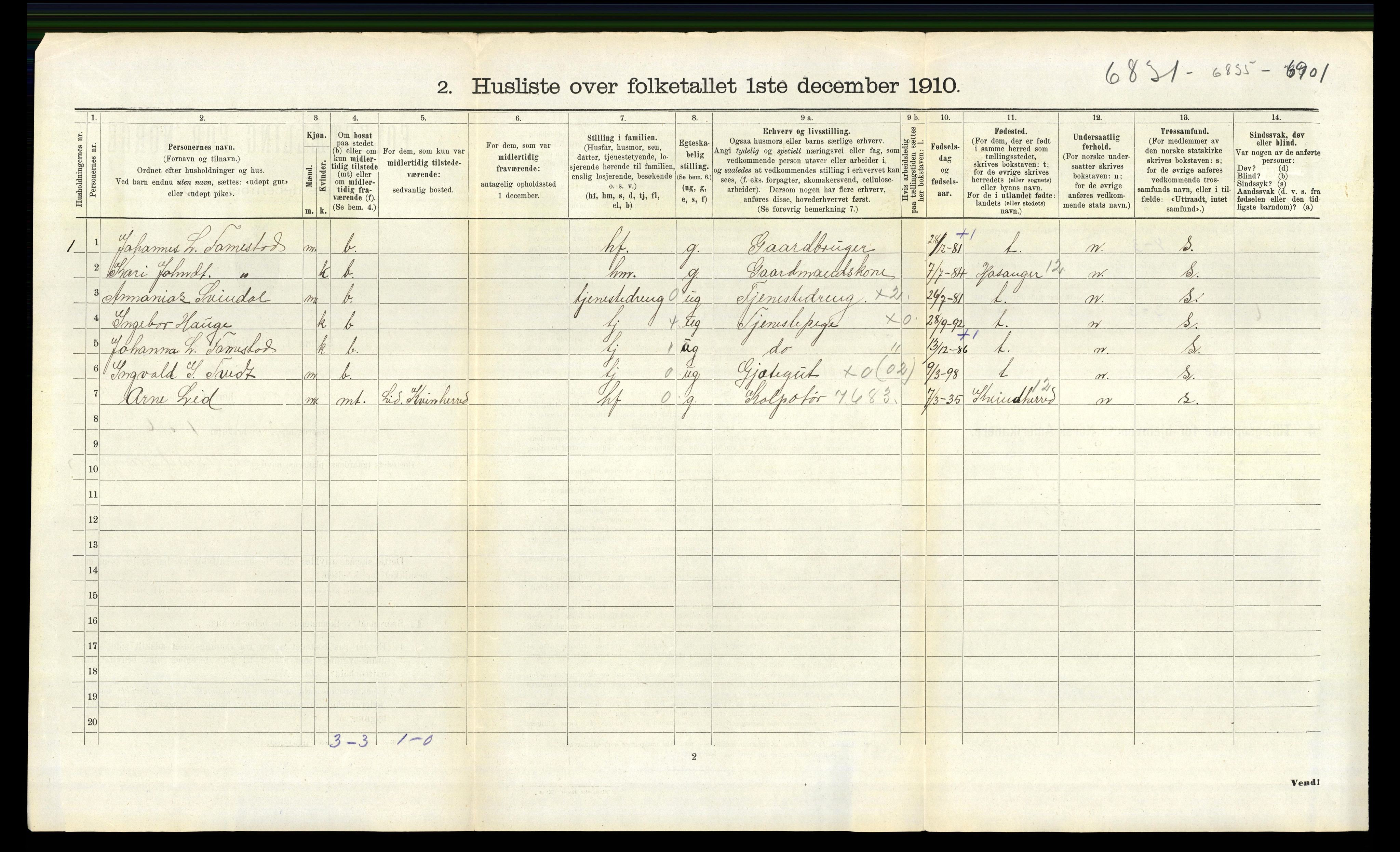 RA, 1910 census for Lindås, 1910, p. 1175