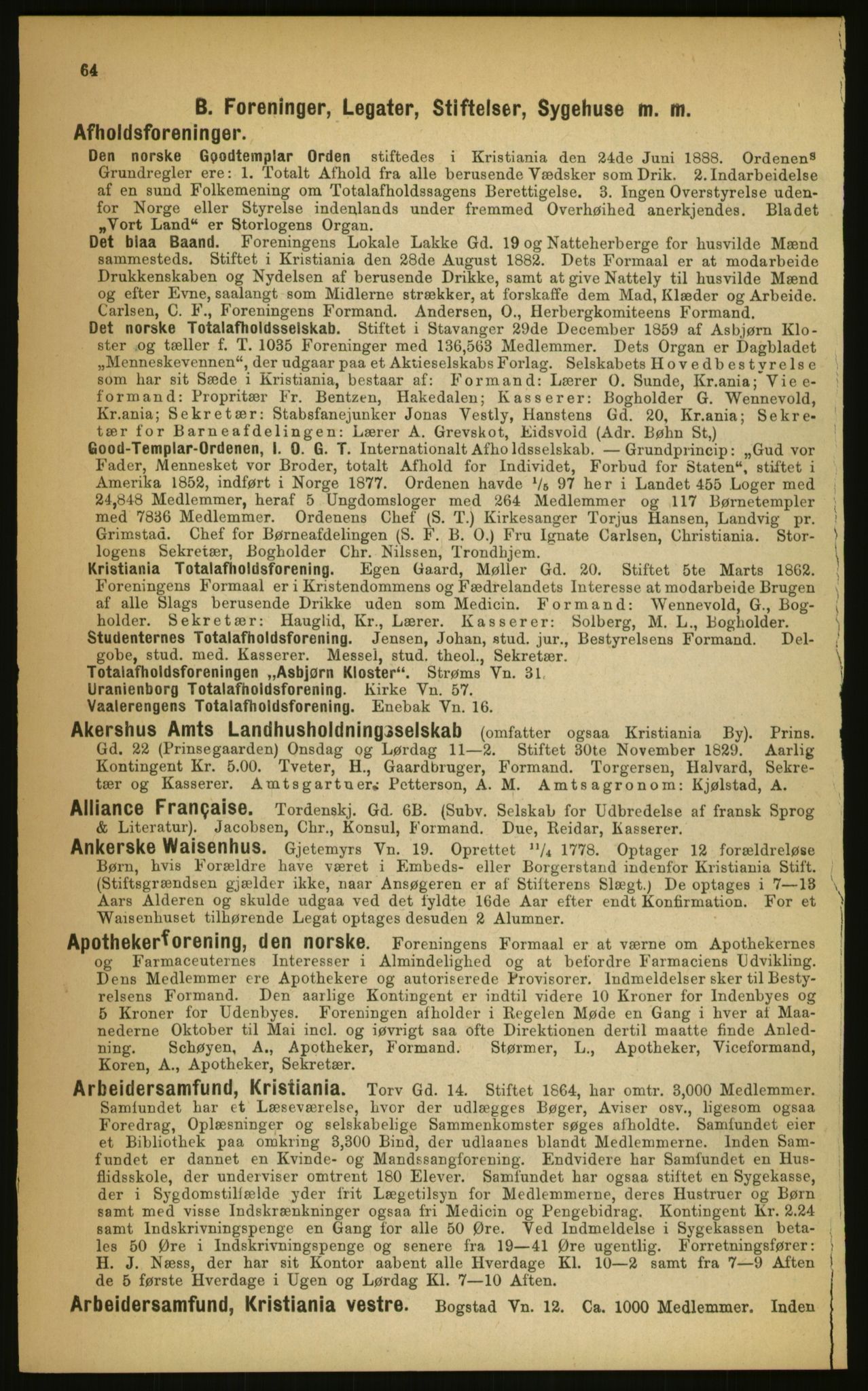 Kristiania/Oslo adressebok, PUBL/-, 1899, p. 64
