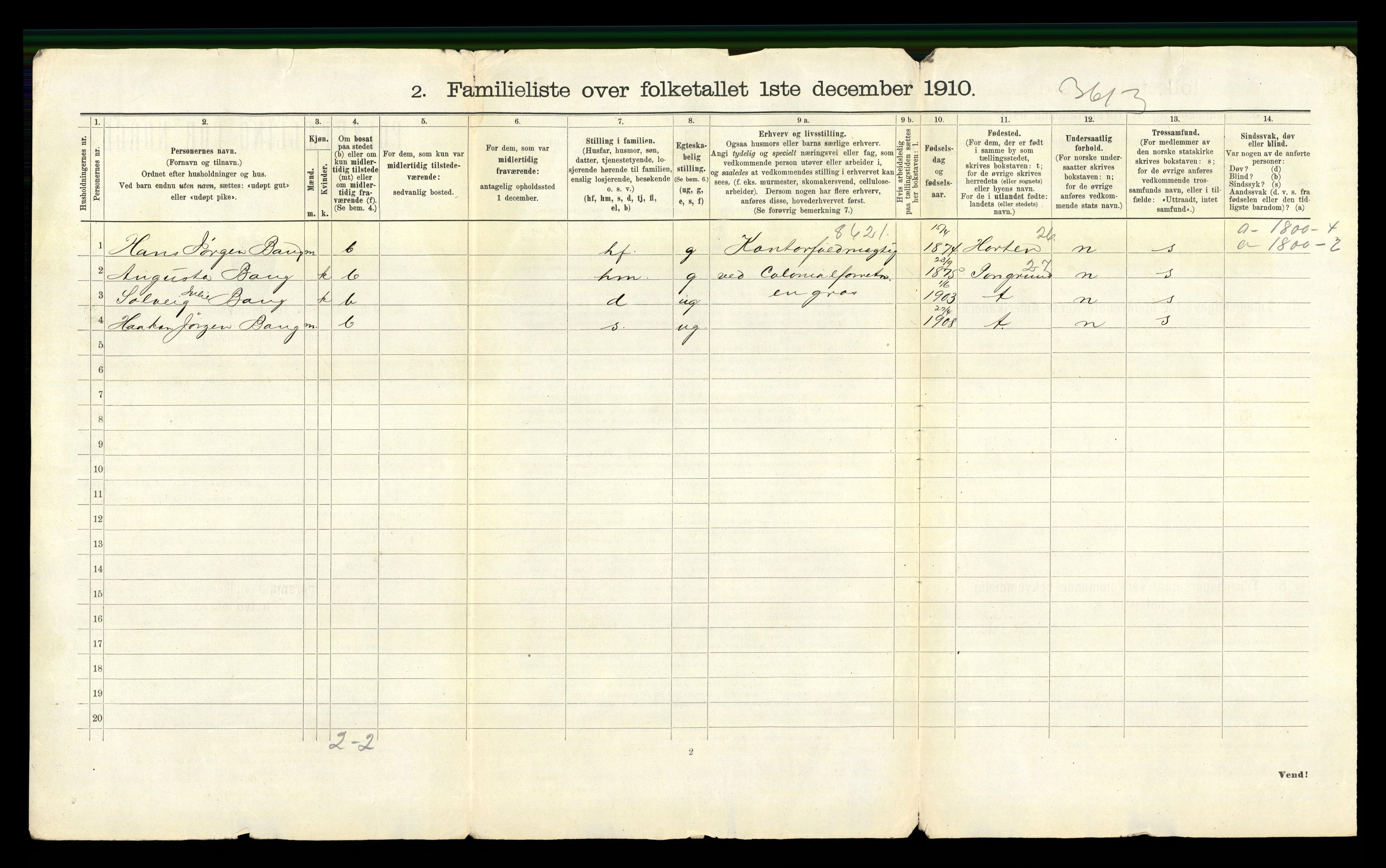 RA, 1910 census for Skien, 1910, p. 4363