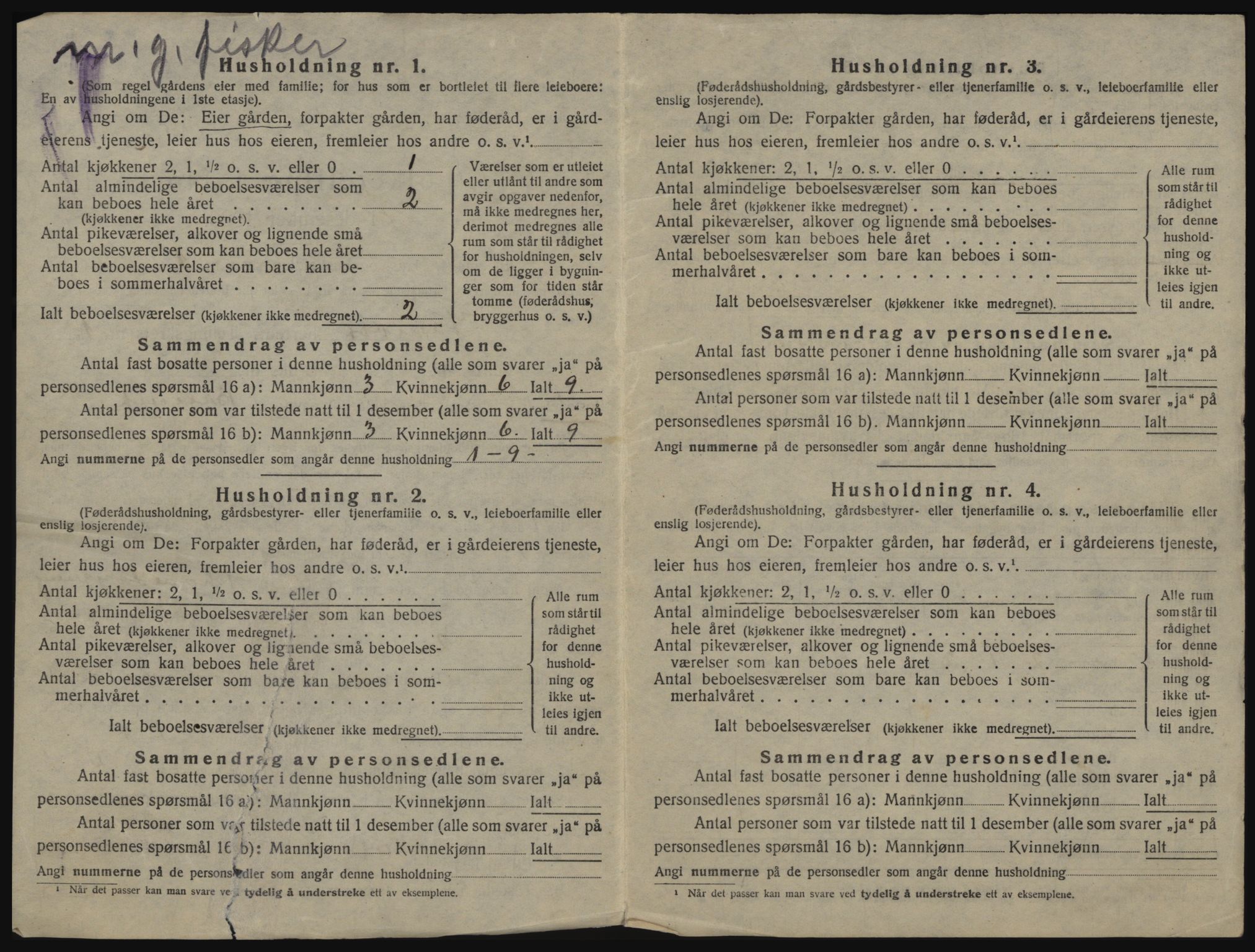 SAT, 1920 census for Kvenvær, 1920, p. 29