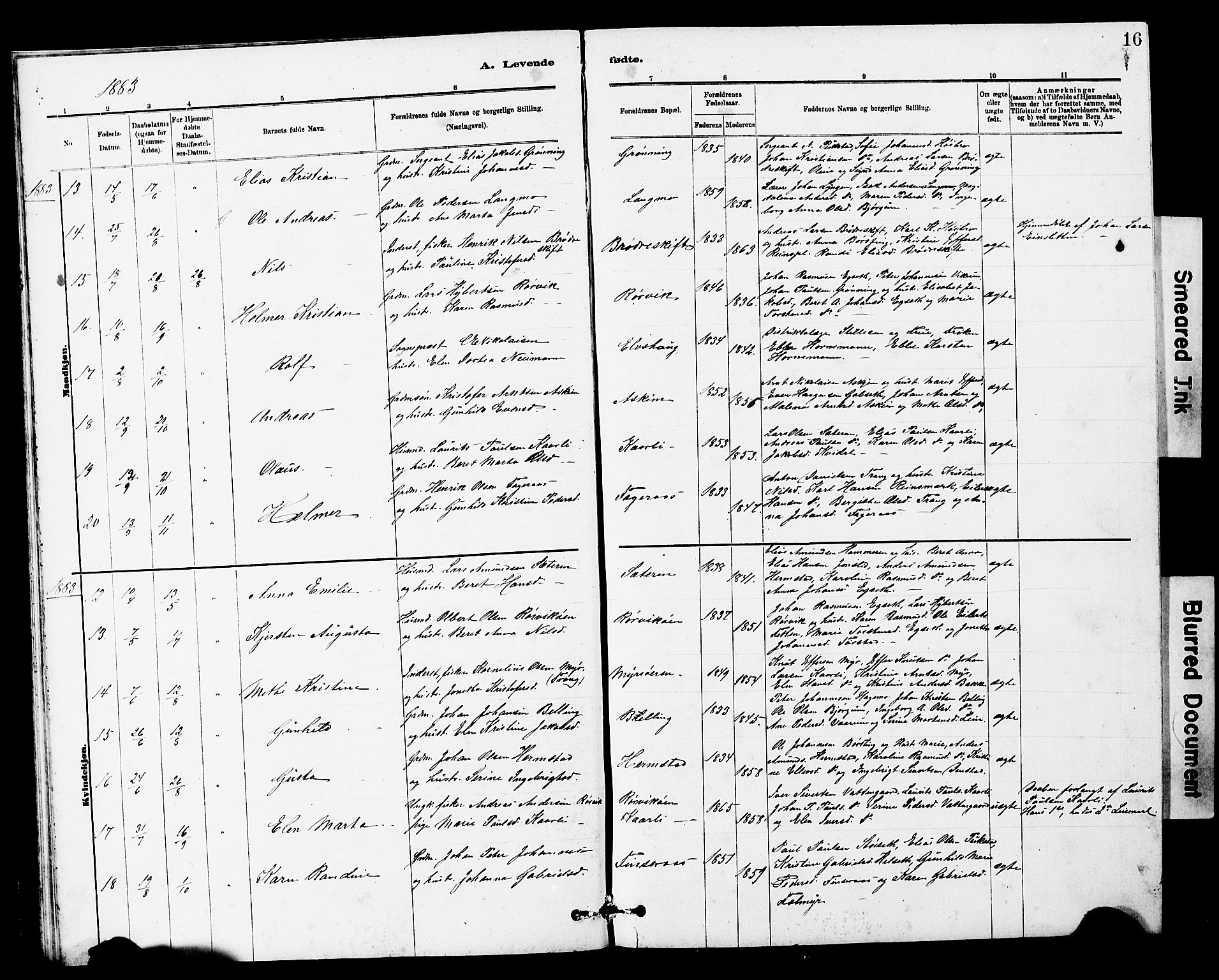Ministerialprotokoller, klokkerbøker og fødselsregistre - Sør-Trøndelag, SAT/A-1456/646/L0628: Parish register (copy) no. 646C01, 1880-1903, p. 16