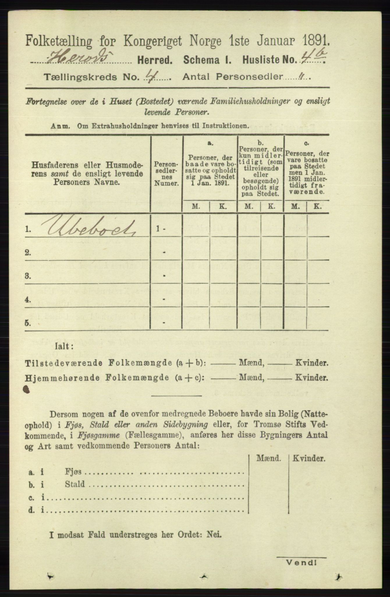 RA, 1891 census for 1039 Herad, 1891, p. 1348