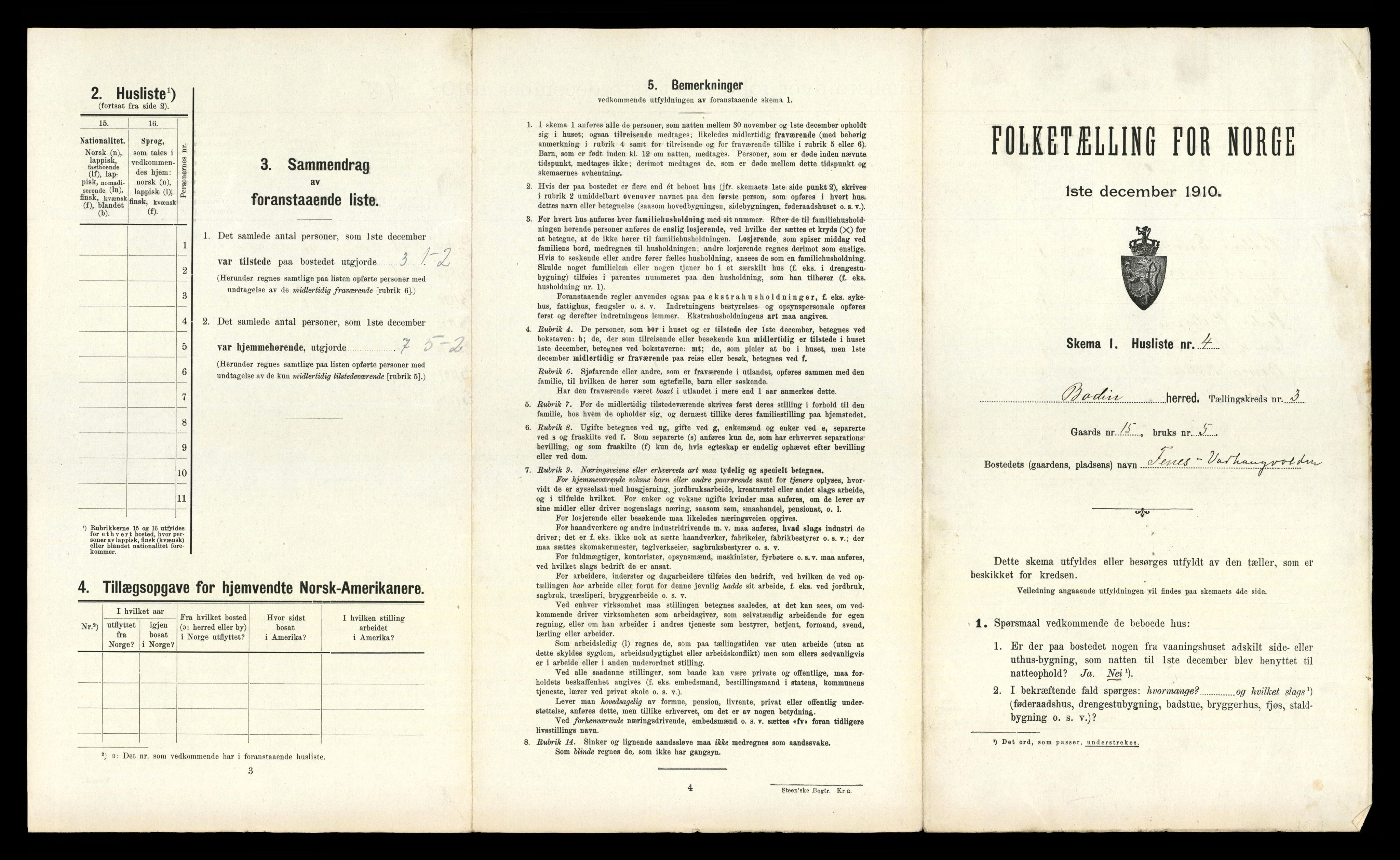 RA, 1910 census for Bodin, 1910, p. 179