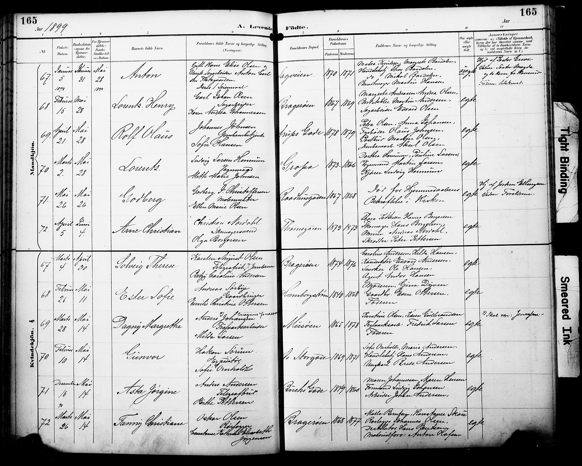 Bragernes kirkebøker, AV/SAKO-A-6/F/Fb/L0008: Parish register (official) no. II 8, 1894-1902, p. 165