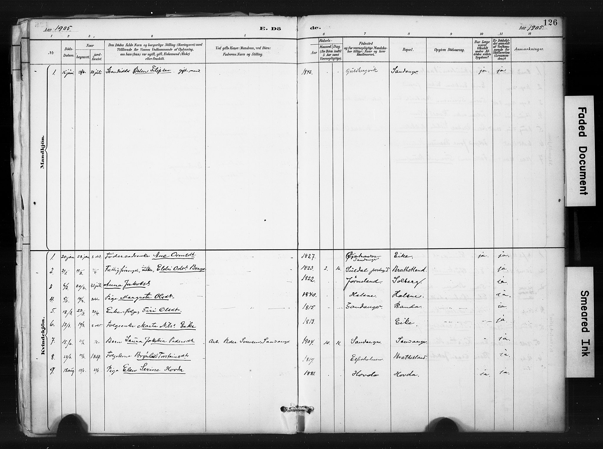Hjelmeland sokneprestkontor, SAST/A-101843/01/IV/L0015: Parish register (official) no. A 15, 1887-1910, p. 126