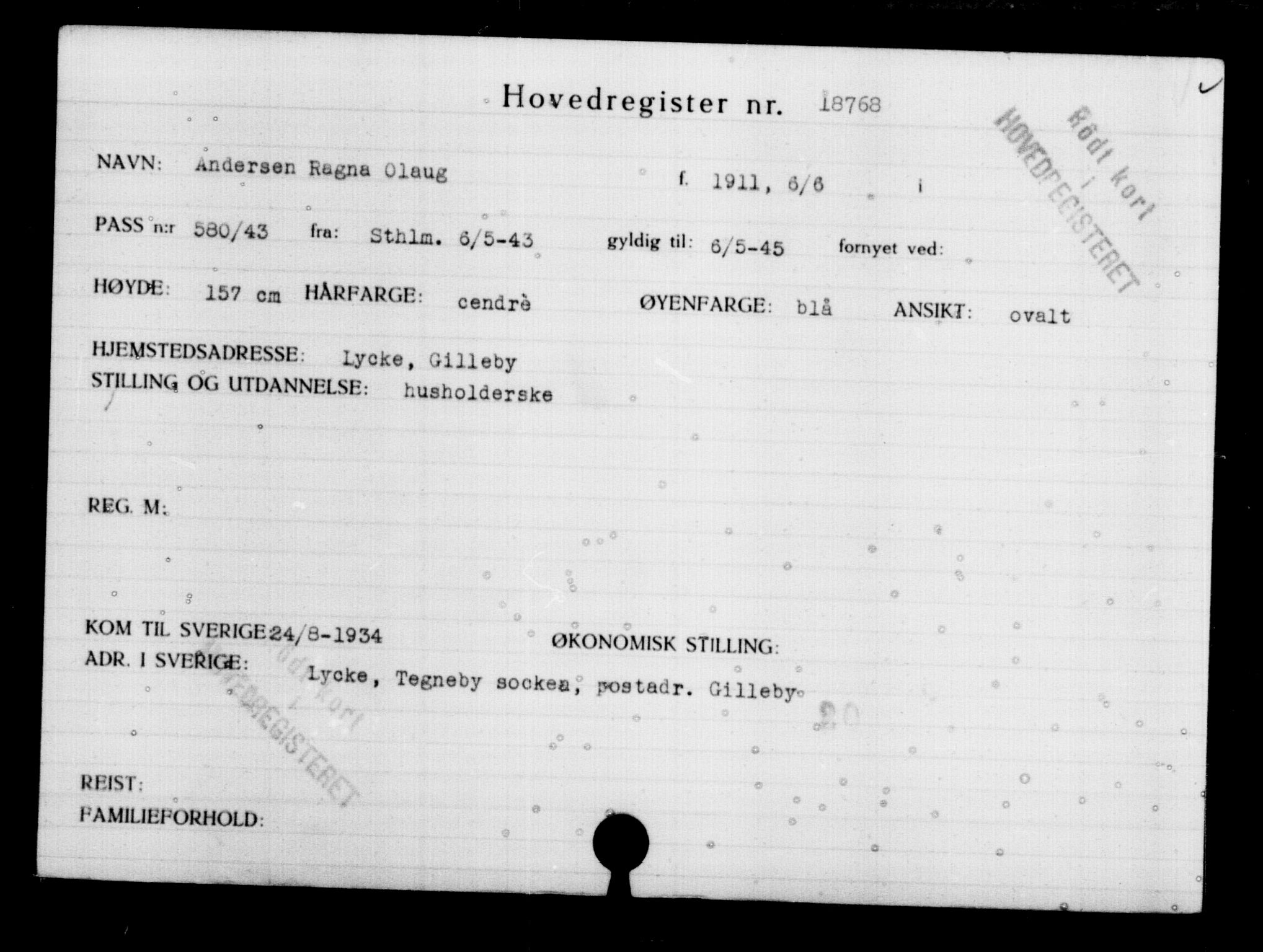 Den Kgl. Norske Legasjons Flyktningskontor, RA/S-6753/V/Va/L0009: Kjesäterkartoteket.  Flyktningenr. 18502-22048, 1940-1945, p. 310