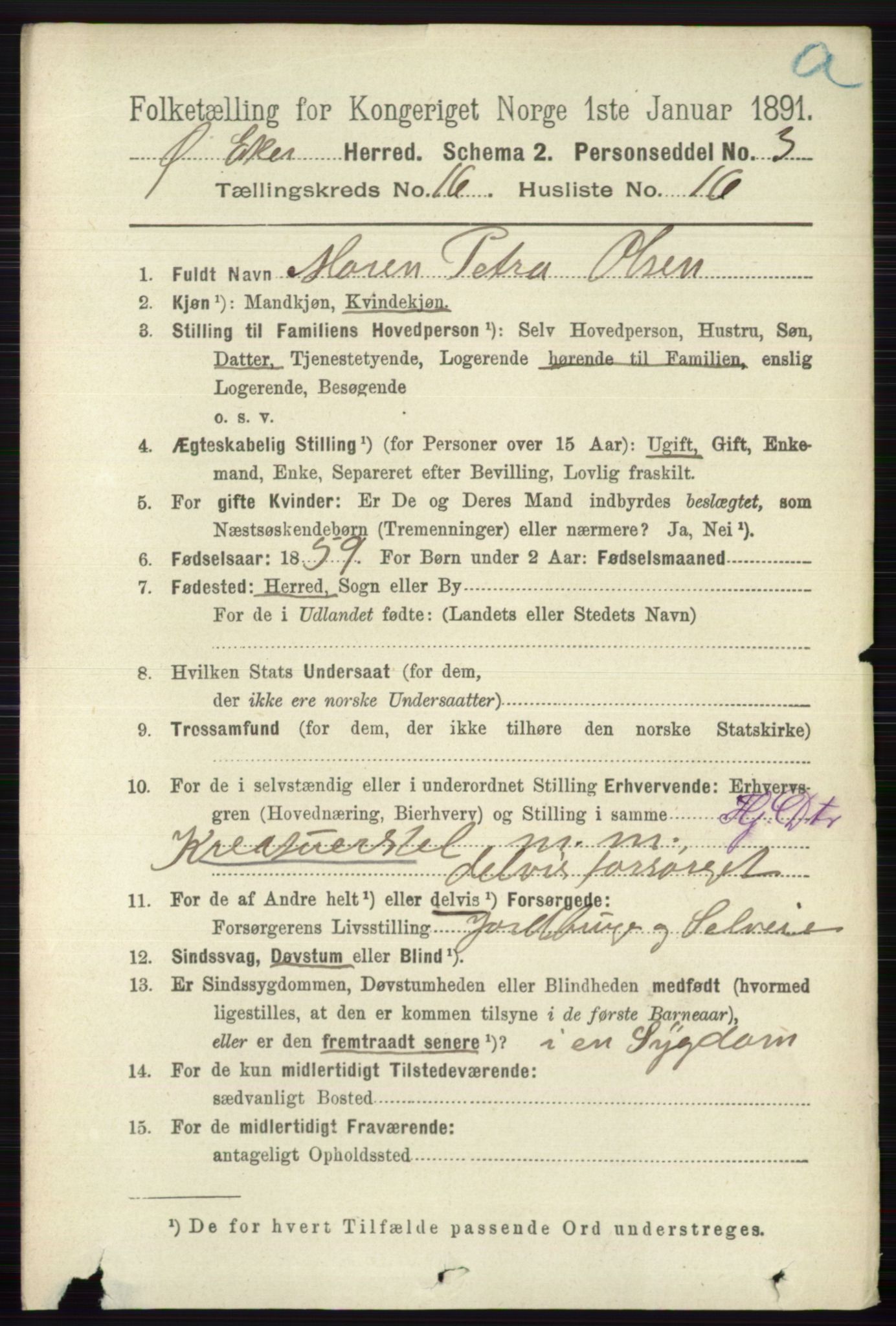 RA, 1891 census for 0624 Øvre Eiker, 1891, p. 7719