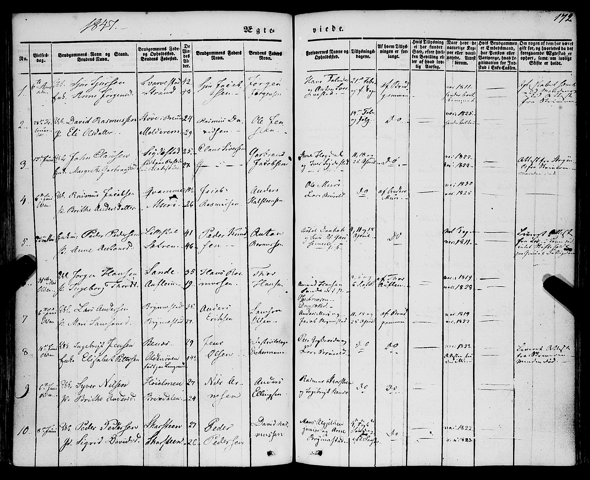 Innvik sokneprestembete, SAB/A-80501: Parish register (official) no. A 5, 1847-1865, p. 172