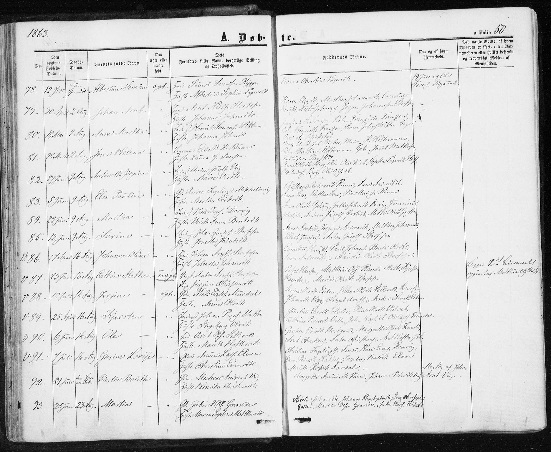 Ministerialprotokoller, klokkerbøker og fødselsregistre - Sør-Trøndelag, AV/SAT-A-1456/659/L0737: Parish register (official) no. 659A07, 1857-1875, p. 50