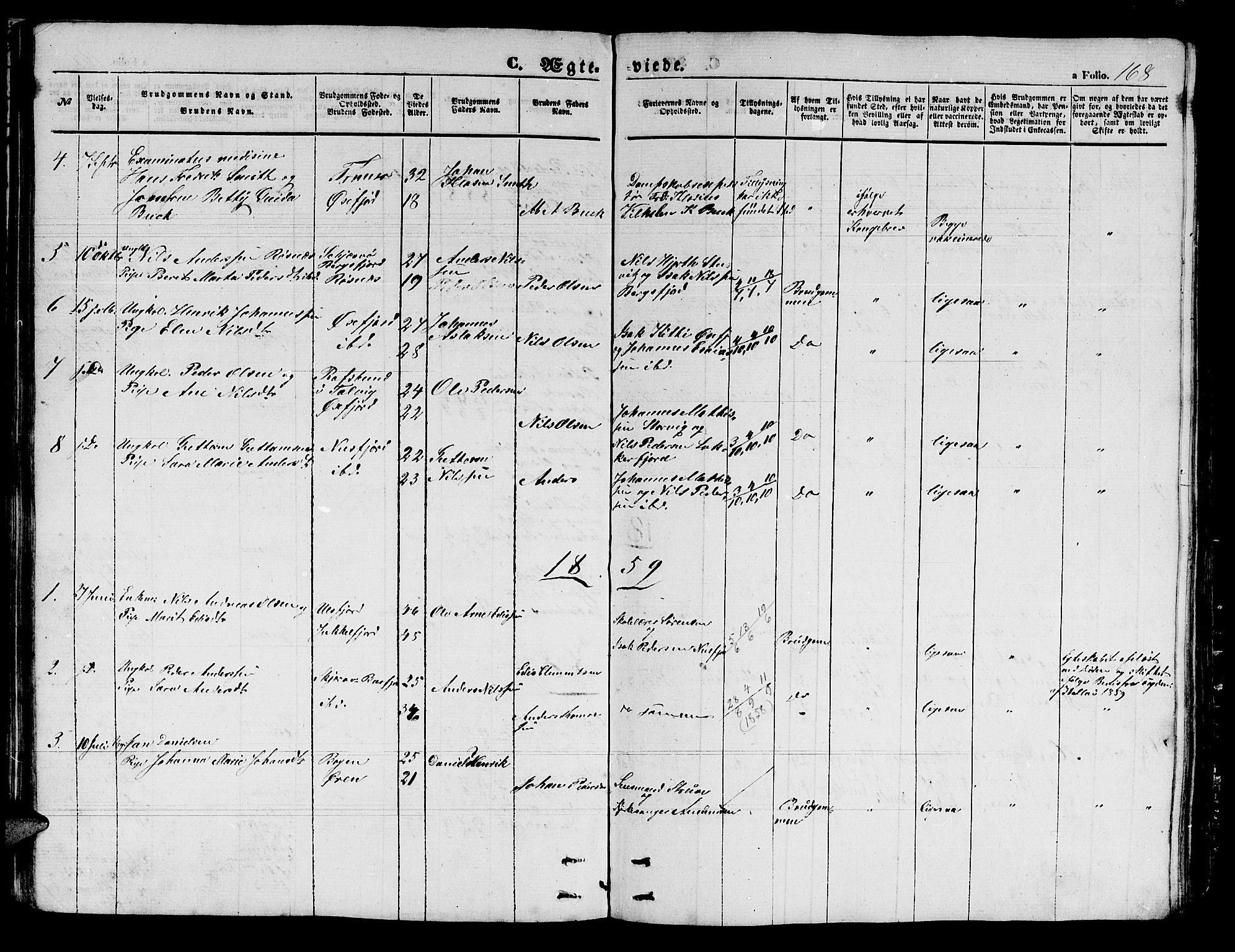 Loppa sokneprestkontor, SATØ/S-1339/H/Hb/L0002klokker: Parish register (copy) no. 2, 1850-1880, p. 168