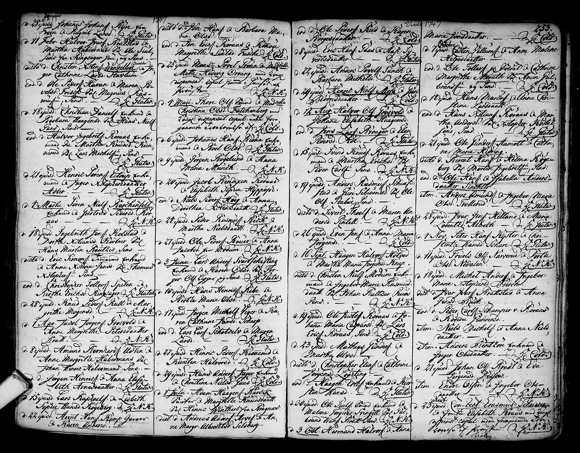 Kongsberg kirkebøker, SAKO/A-22/F/Fa/L0003: Parish register (official) no. I 3, 1744-1755, p. 253