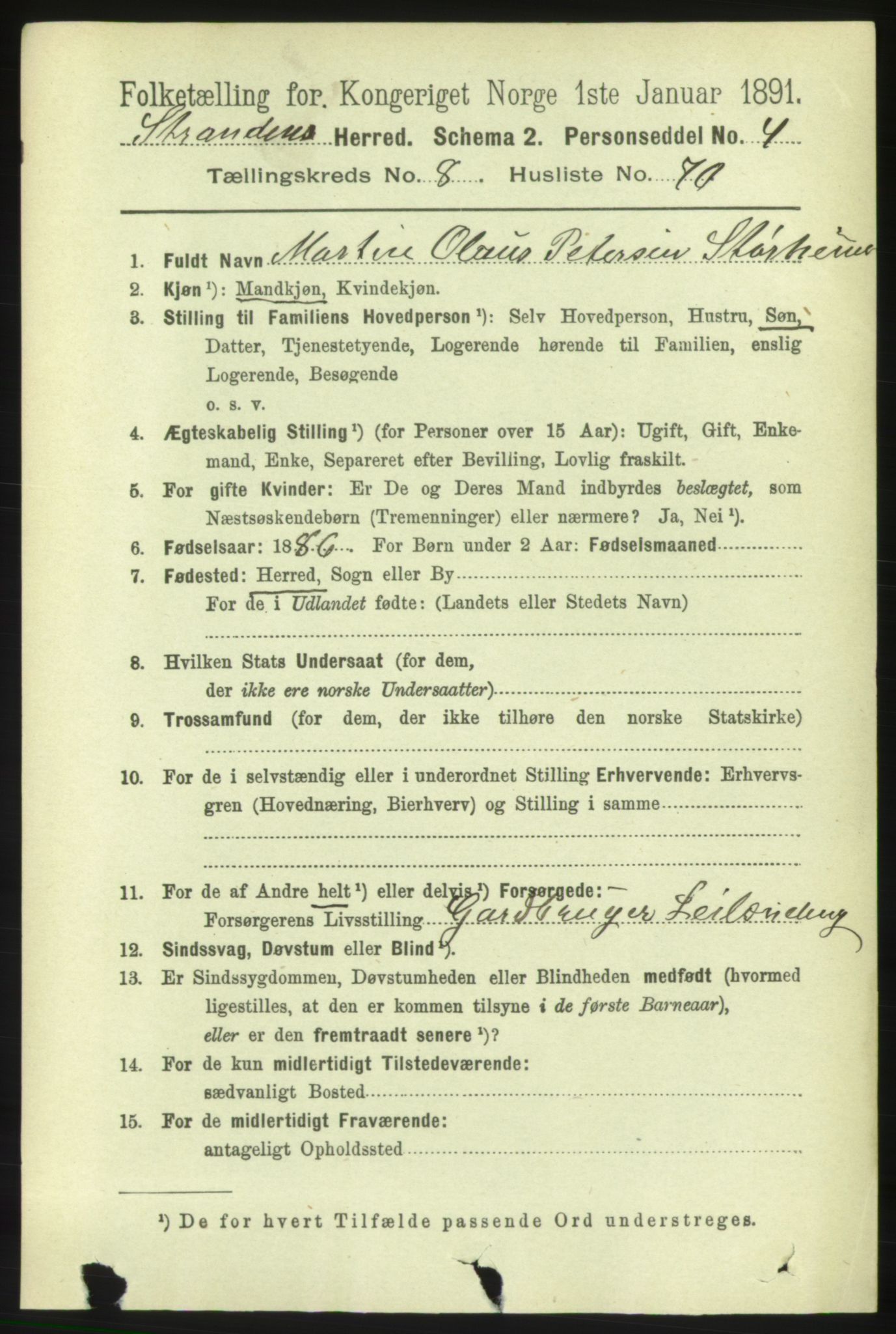 RA, 1891 census for 1525 Stranda, 1891, p. 2162