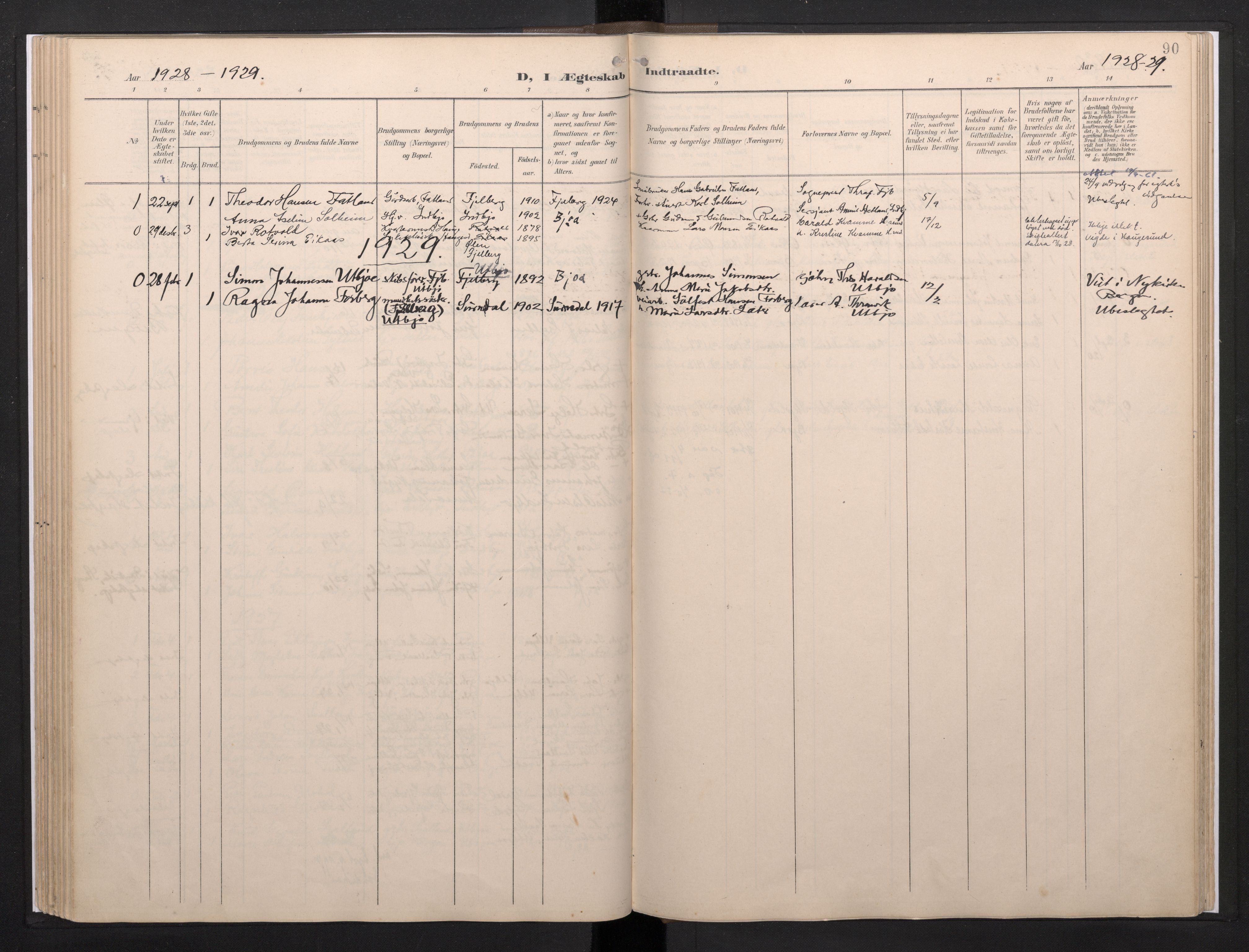 Fjelberg sokneprestembete, SAB/A-75201/H/Haa: Parish register (official) no. E 1, 1903-1948, p. 90