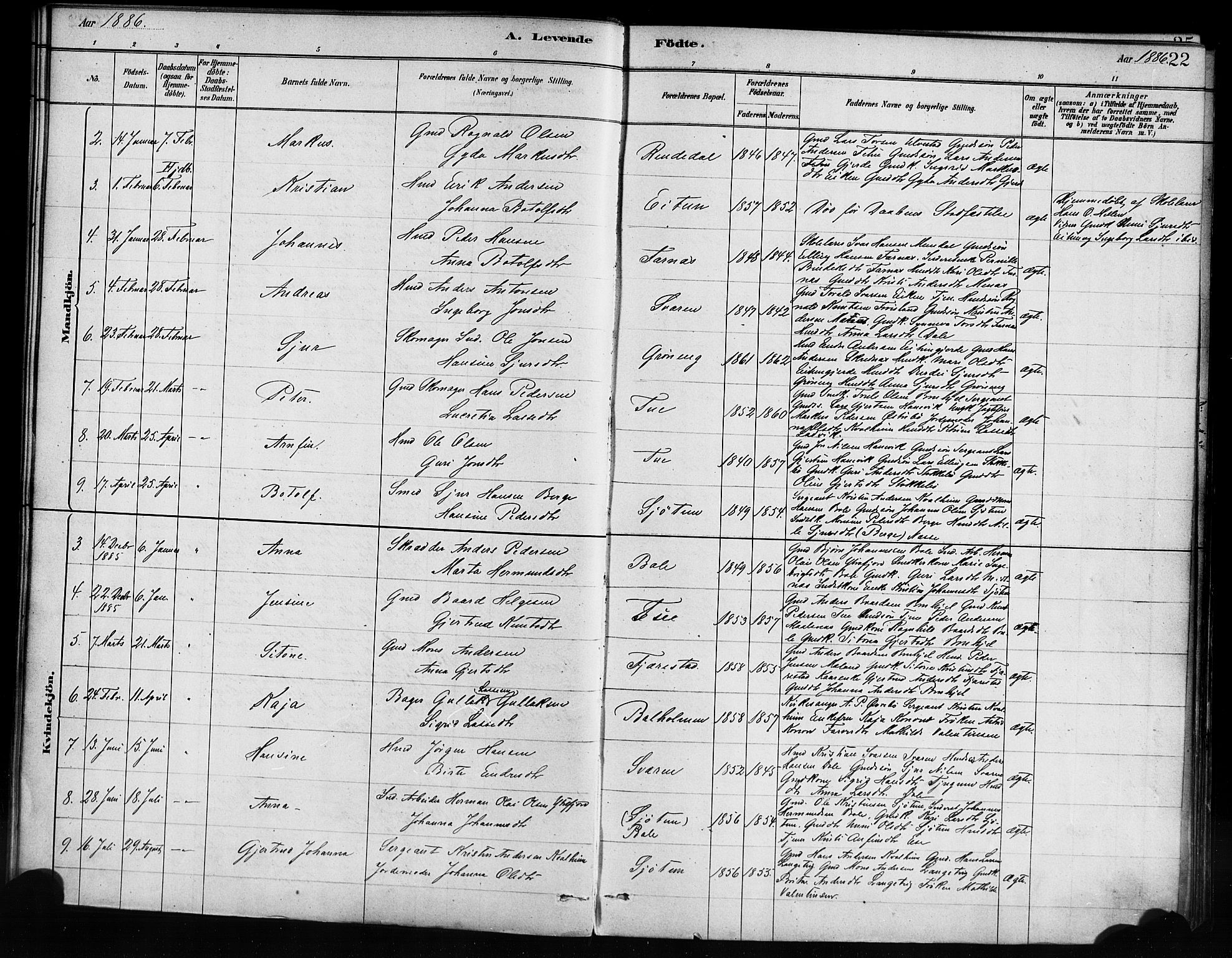 Balestrand sokneprestembete, SAB/A-79601/H/Haa/Haaa/L0004: Parish register (official) no. A 4 /1, 1879-1888, p. 22