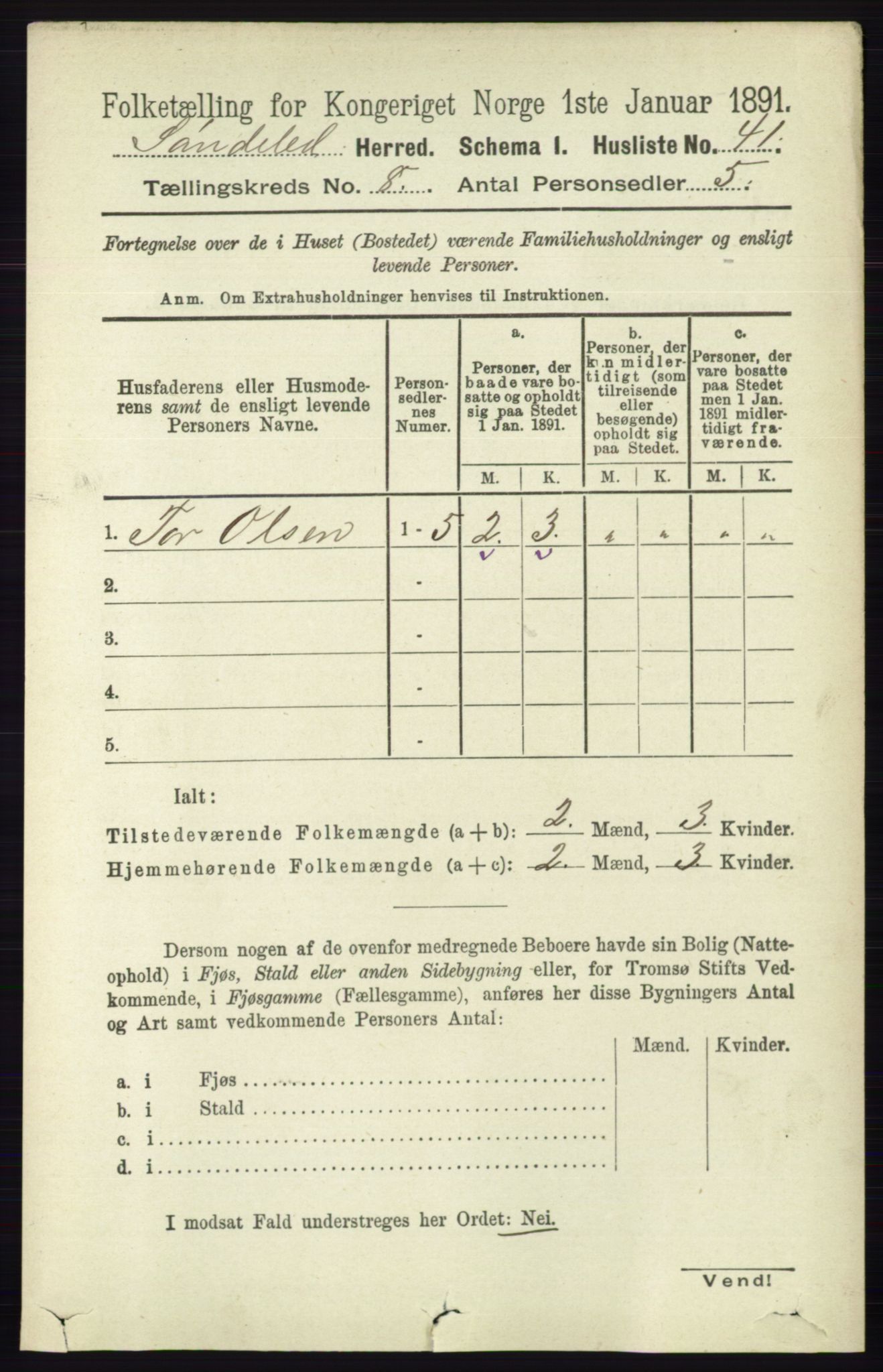 RA, 1891 census for 0913 Søndeled, 1891, p. 2567